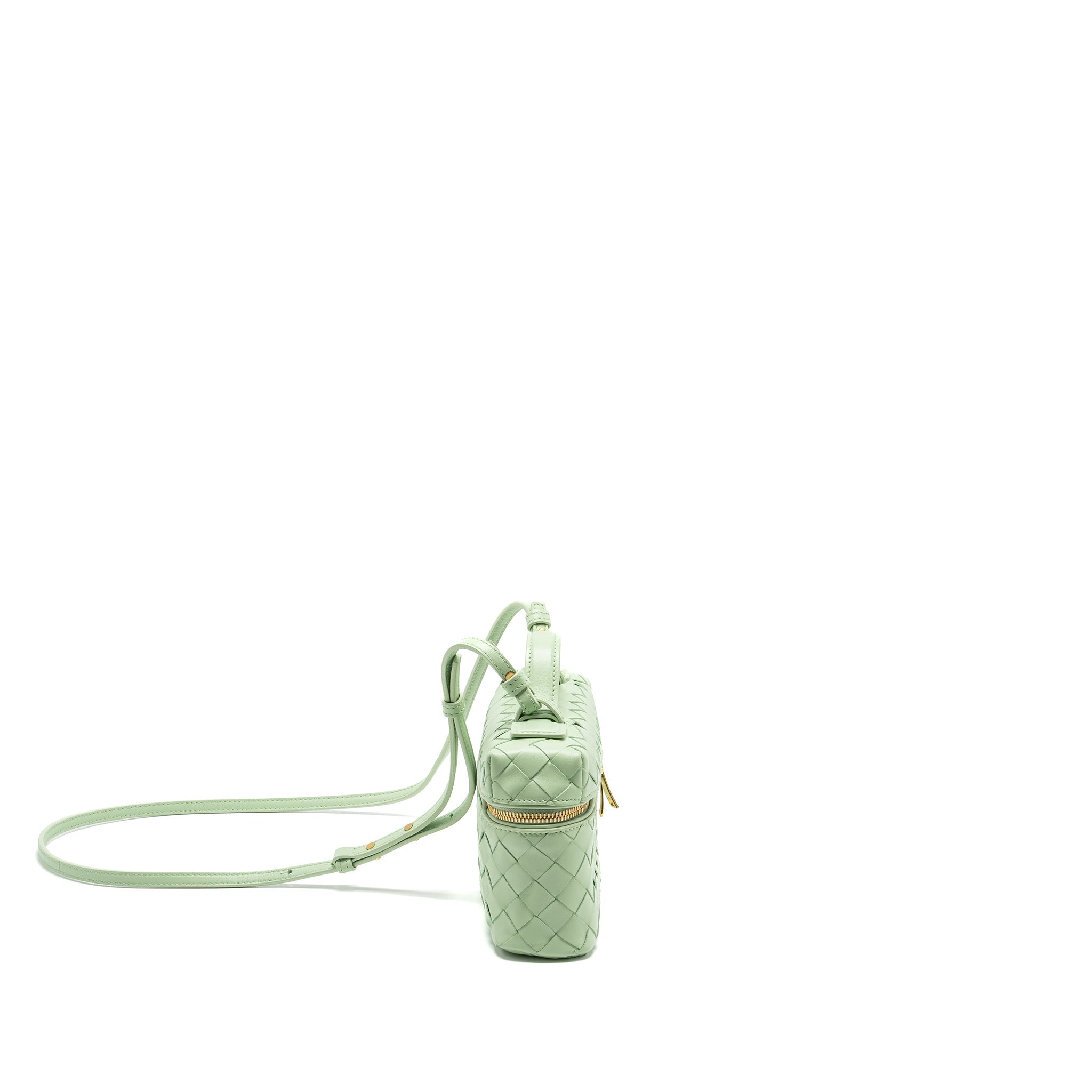 BOTTEGA VENETA BANG BANG VANITY CASE CALFSKIN LIGHT GREEN GHW