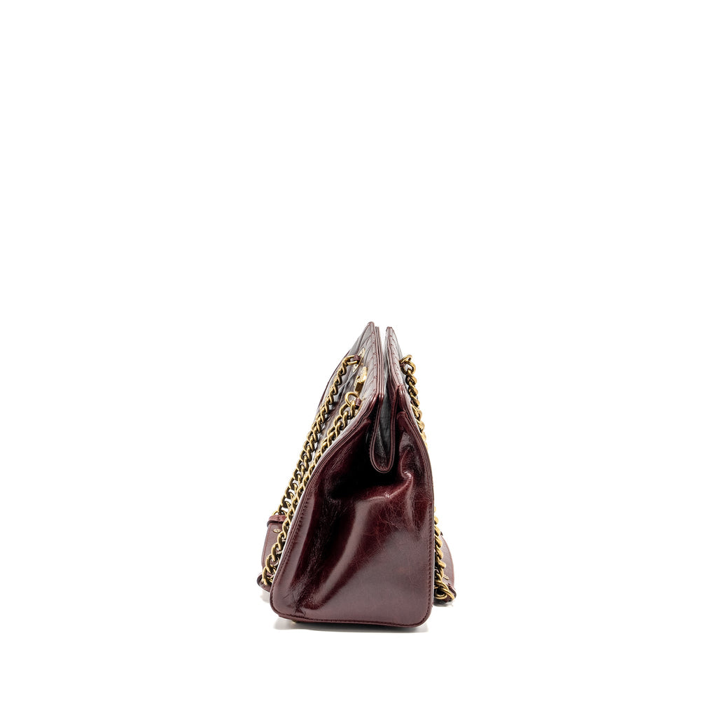 CHANEL PERFECT EDGE TOTE BAG CALFSKIN BURGUNDY GHW
