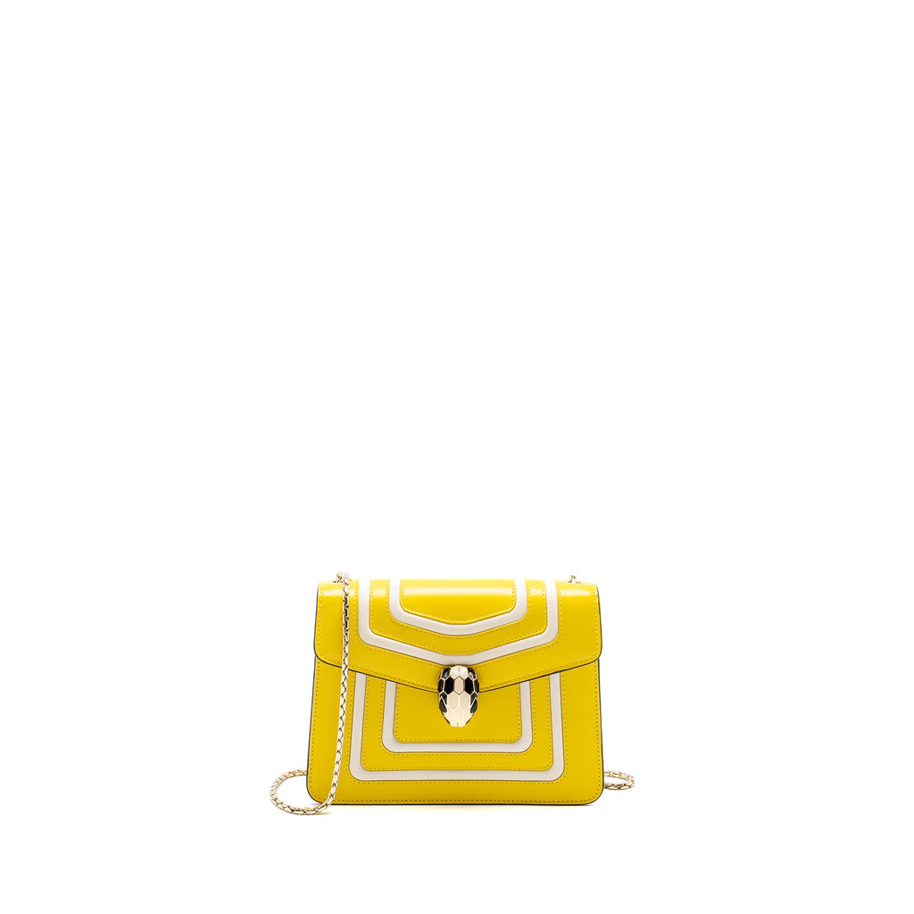 BVLGARI SERPENTI FOREVER CROSSBODY BAG CALFSKIN YELLOW/WHITE LGHW