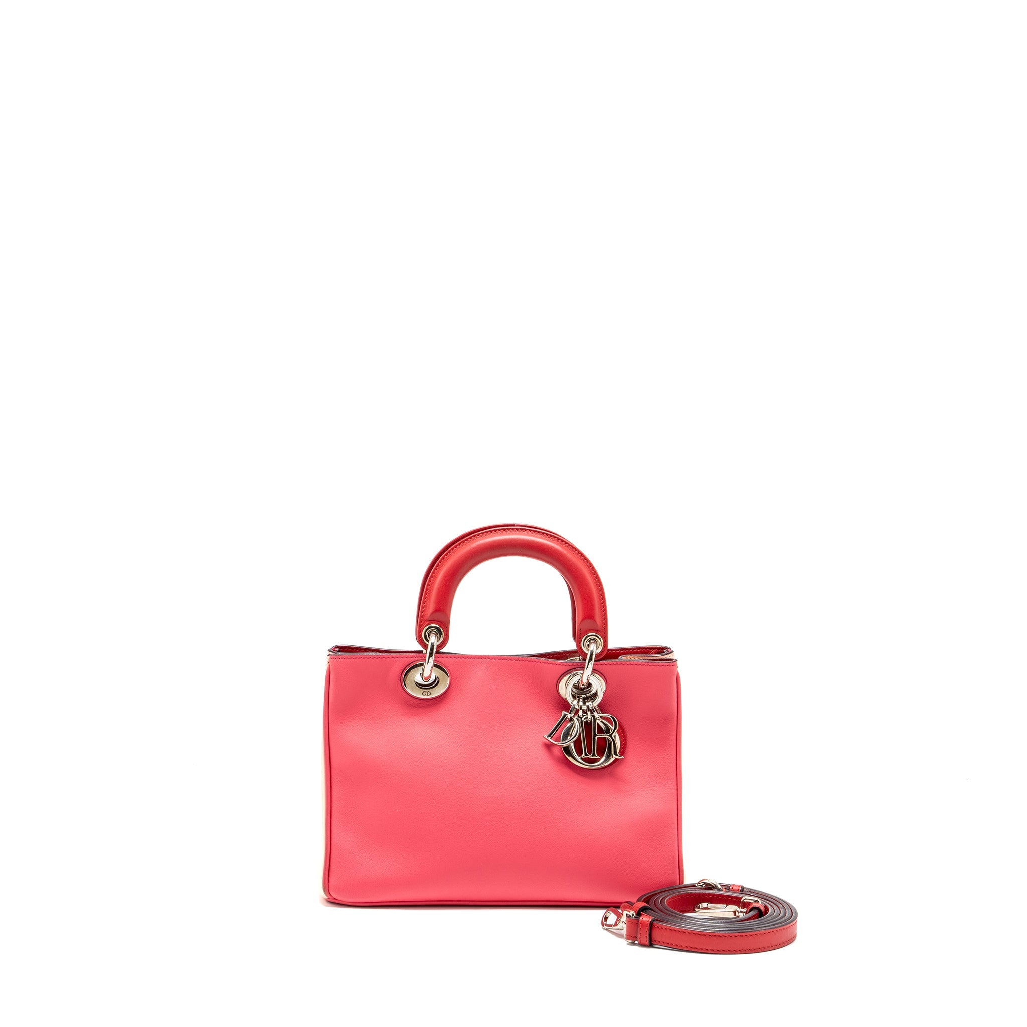 DIOR MINI DIORISSIMO TOTE BAG CALFSKIN DARK PINK/LIGHT PINK SHW