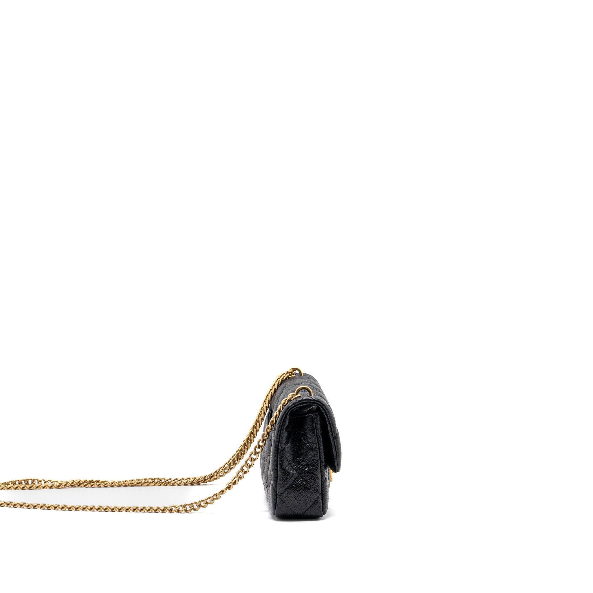 CHANEL 23P MINI COCO LOVE FLAP BAG CAVIAR BLACK GHW(MICROCHIP)