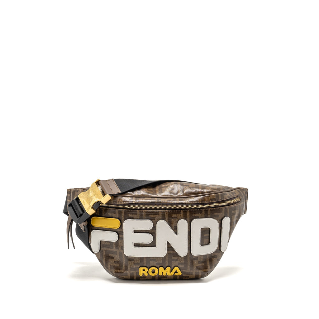 FENDI ROMA FENDI WAIST BAG CANVAS BROWN GHW