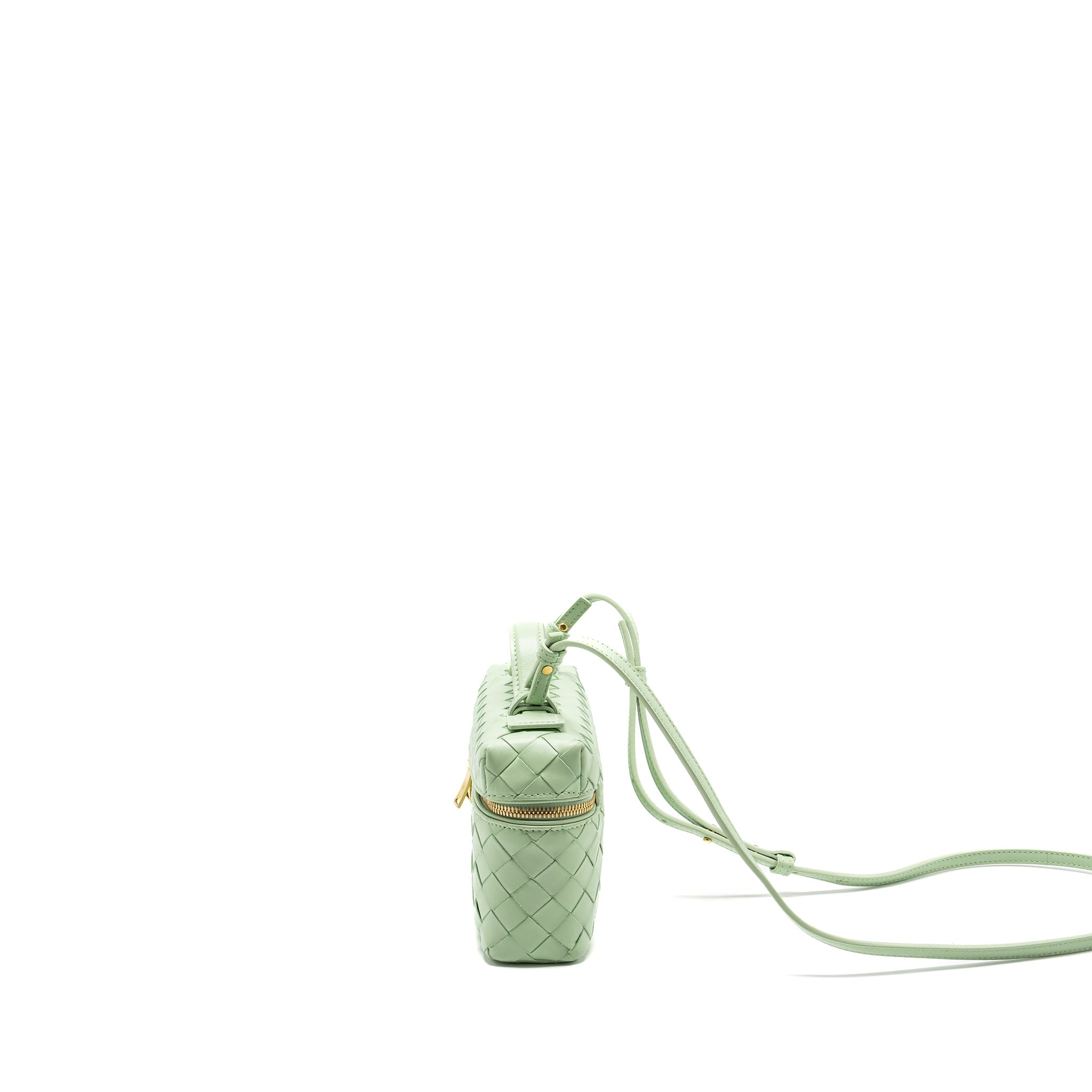 BOTTEGA VENETA BANG BANG VANITY CASE CALFSKIN LIGHT GREEN GHW