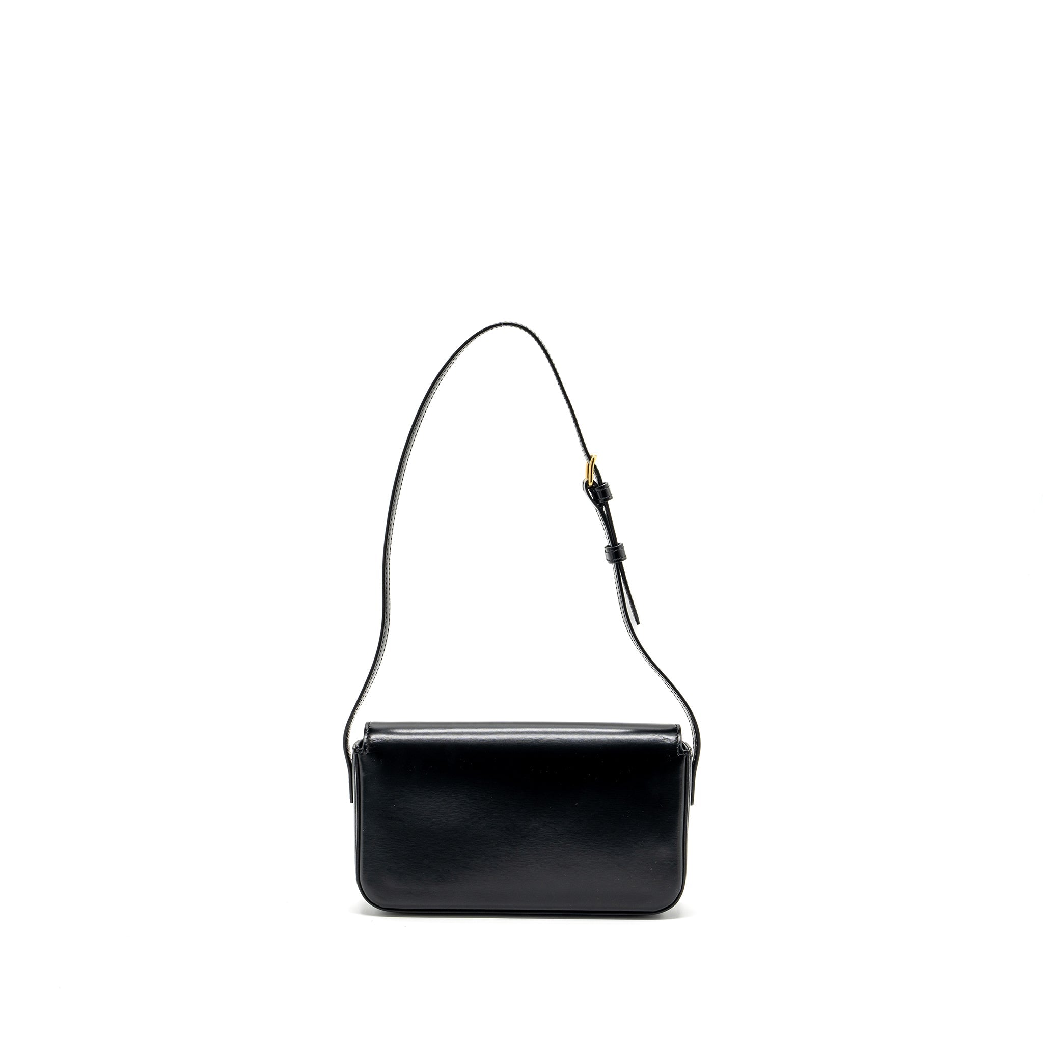 CELINE TRIOMPHE SHOULDER BAG SHINY CALFSKIN BLACK GHW