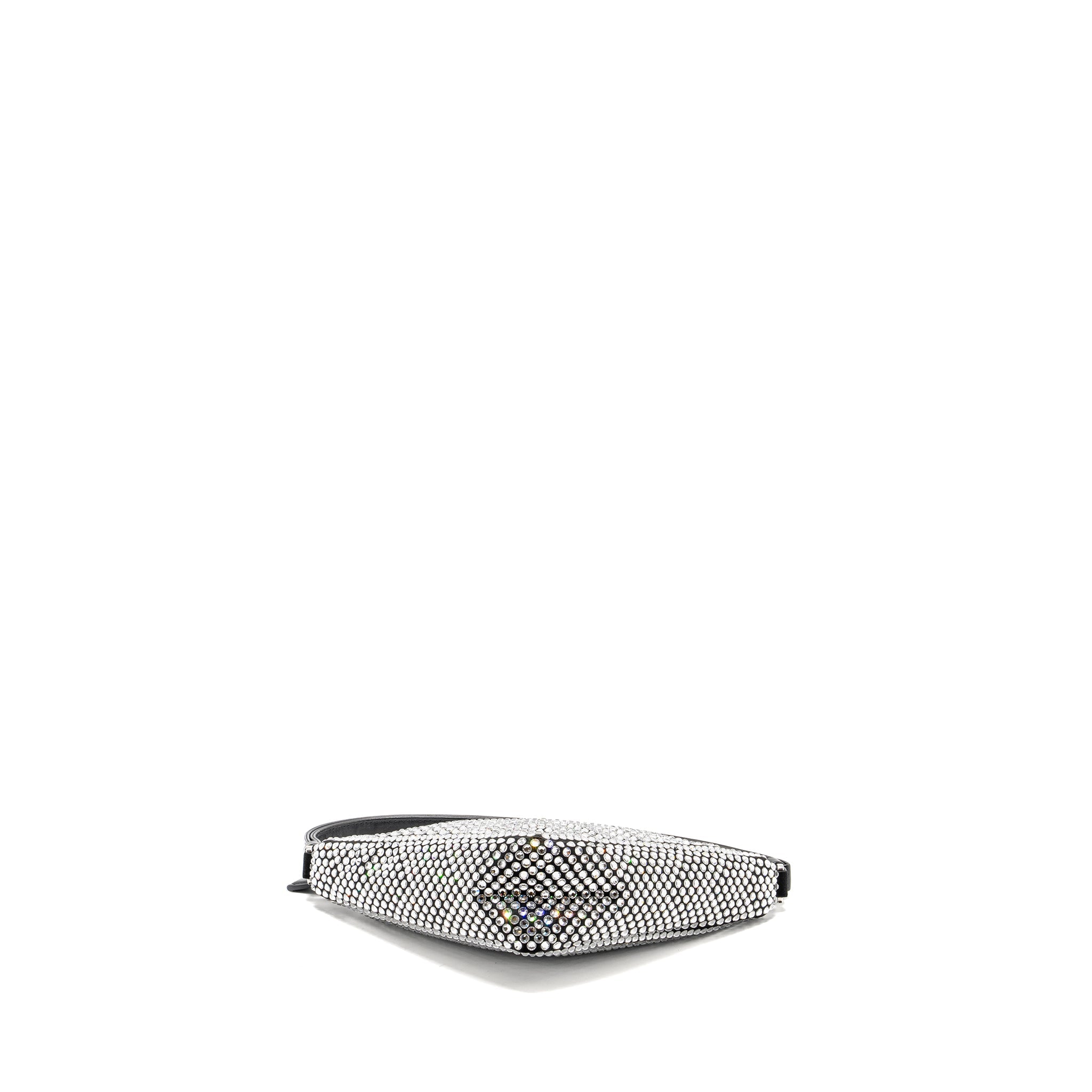 PRADA TRIANGLE POUCH CRYSTAL EMBELLISHED BLACK SHW