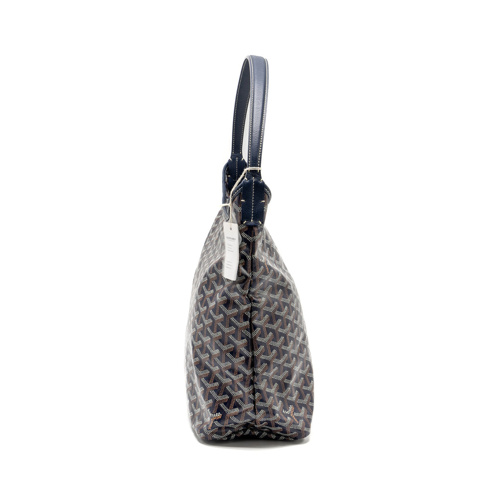 GOYARD BOHEME HOBO BAG GOYARDINE CANVAS/CALFSKIN NAVY SHW