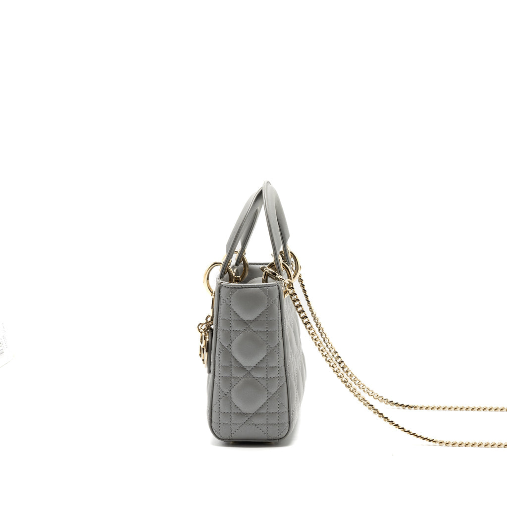 DIOR MINI LADY DIOR LAMBSKIN GREY LGHW