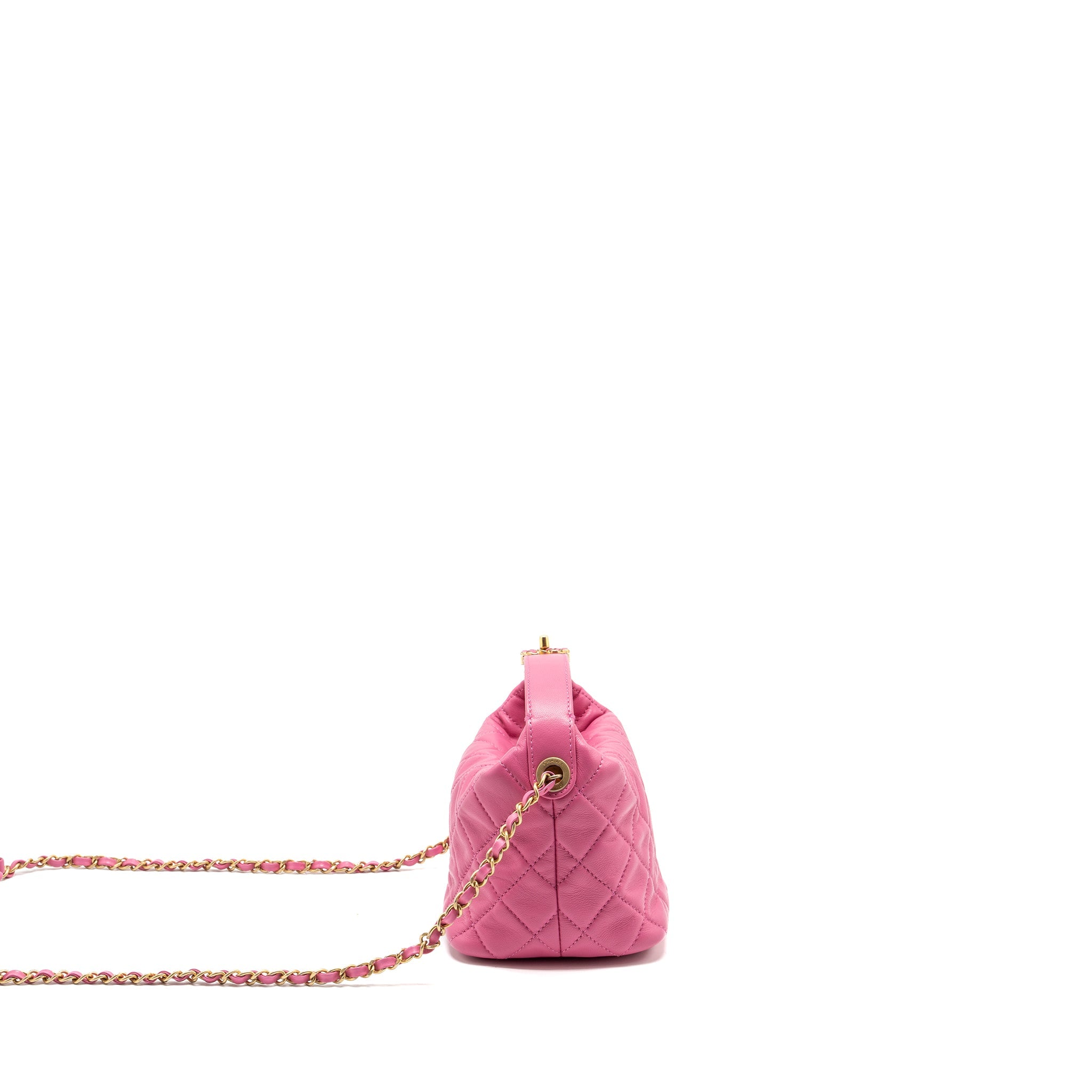 CHANEL 20S SMALL QUILTED HOBO BAG LAMBSKIN PINK GHW