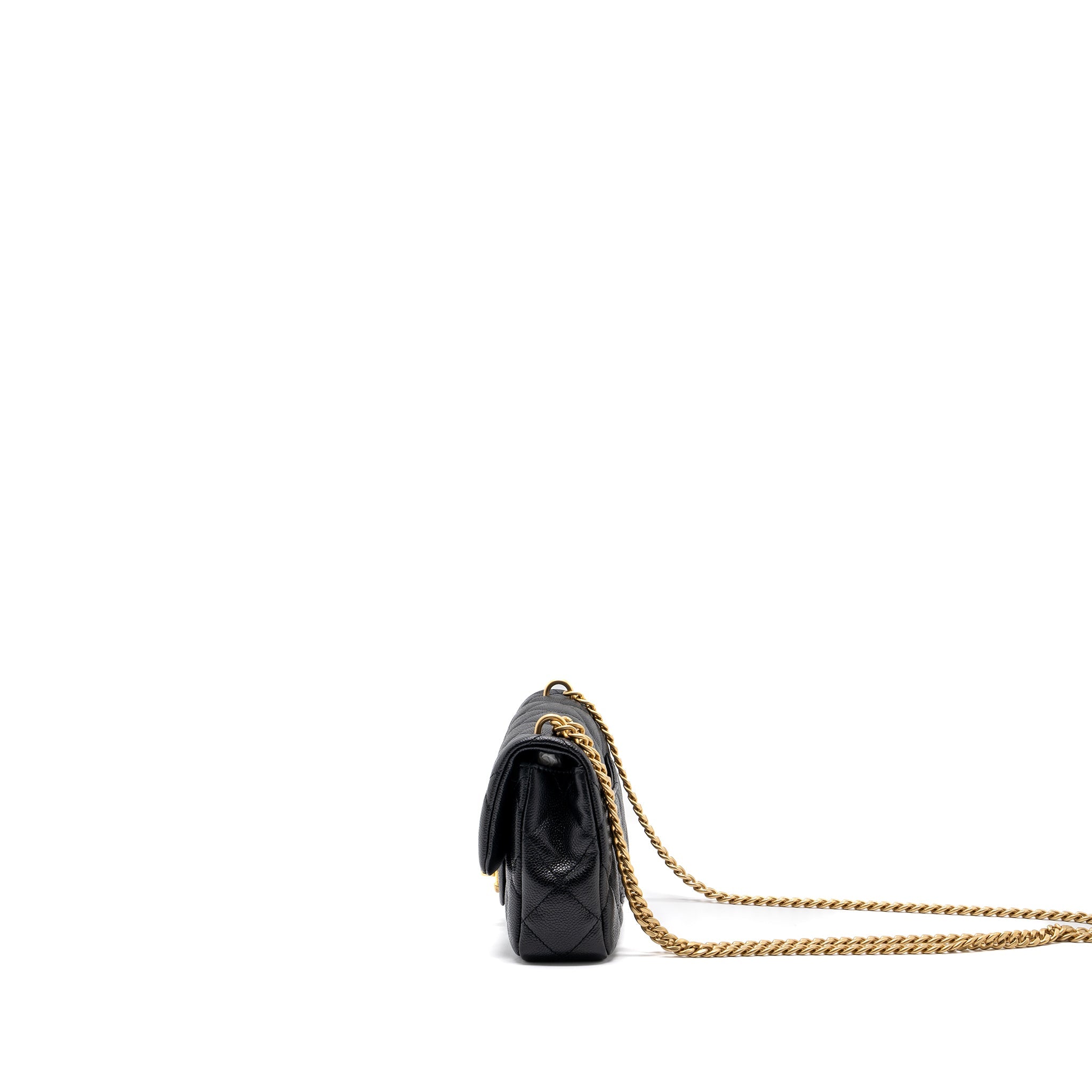 CHANEL 23P MINI COCO LOVE FLAP BAG CAVIAR BLACK GHW(MICROCHIP)