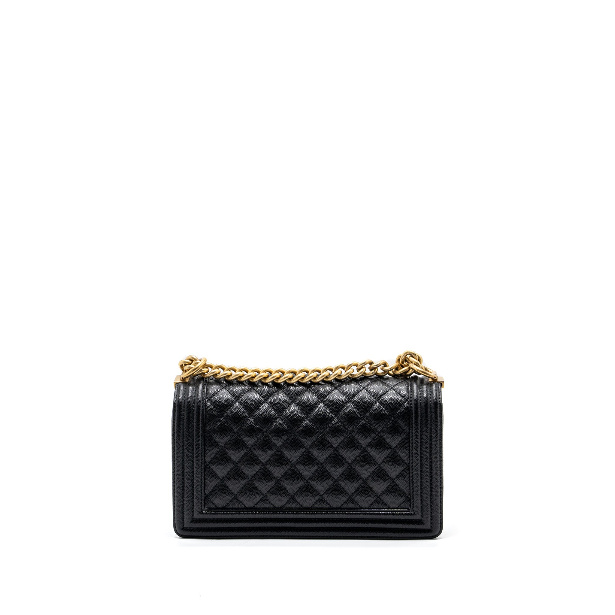 CHANEL MEDIUM CLASSIC BOY BAG CAVIAR BLACK GHW