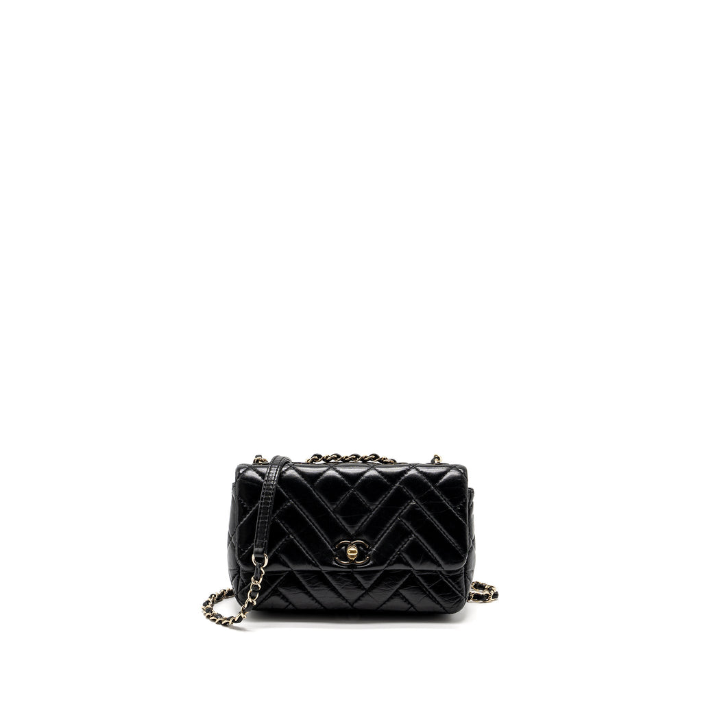CHANEL MONT COCO MINI FLAP BAG SHINY LAMBSKIN BLACK LGHW