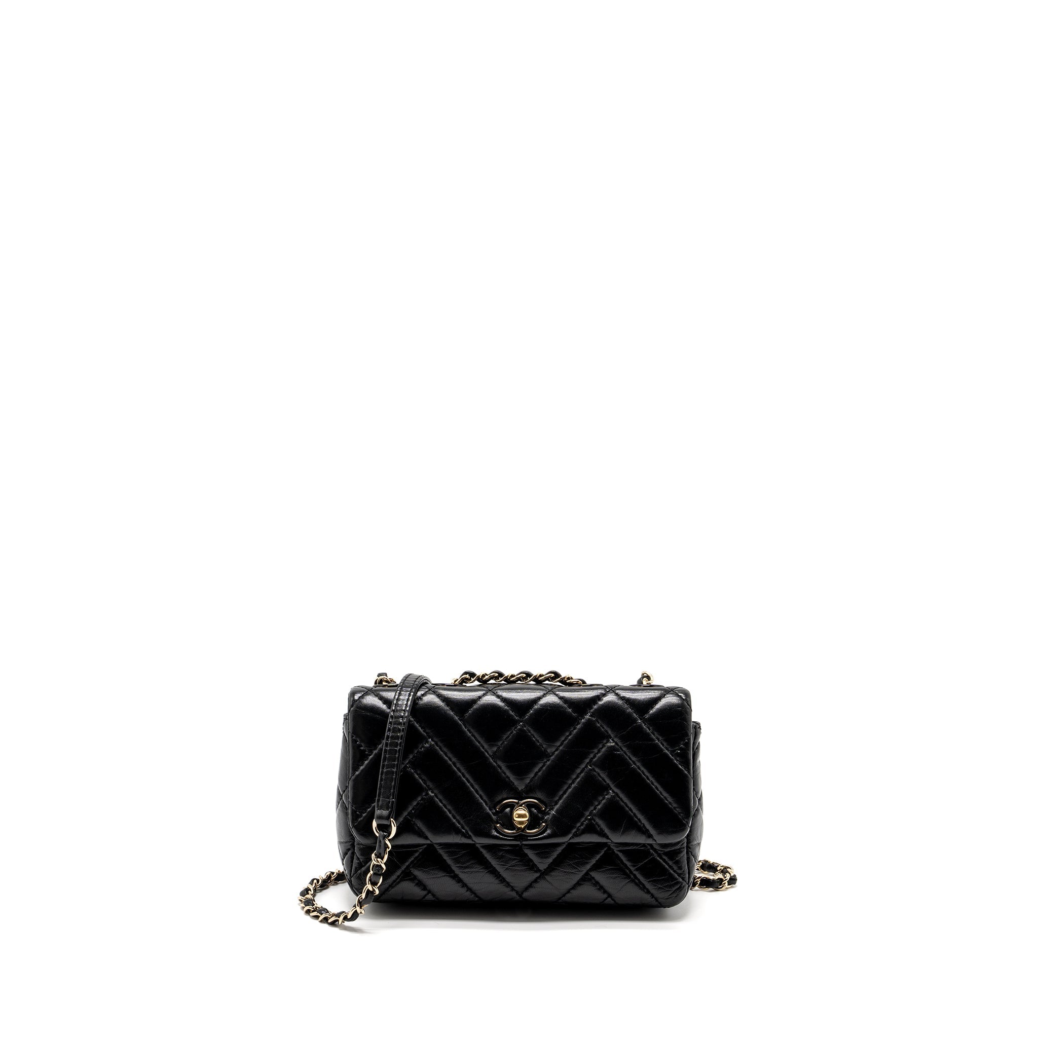CHANEL MONT COCO MINI FLAP BAG SHINY LAMBSKIN BLACK LGHW