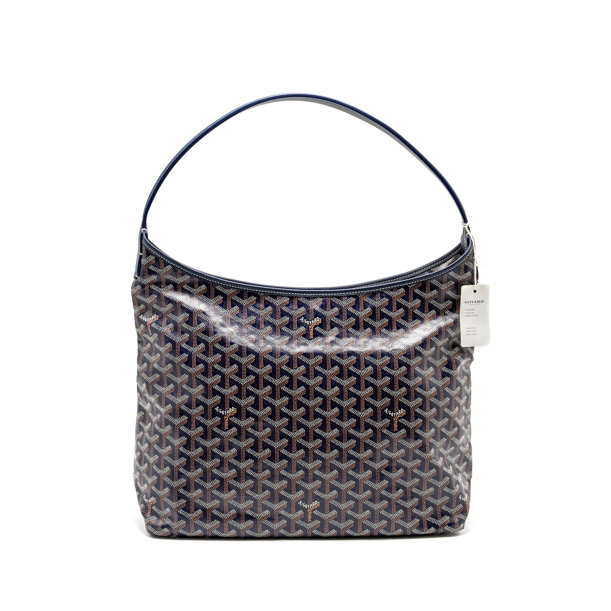 GOYARD BOHEME HOBO BAG GOYARDINE CANVAS/CALFSKIN NAVY SHW