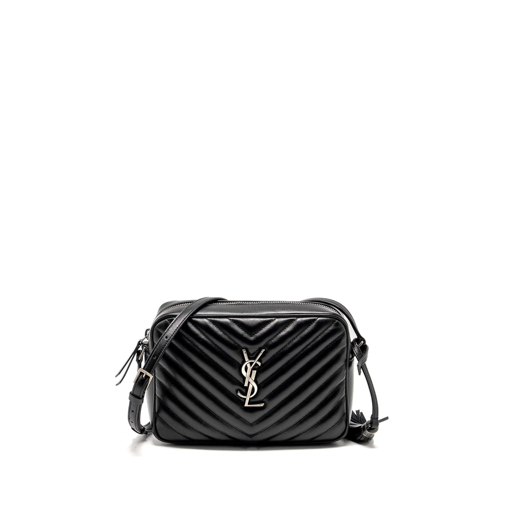 SAINT LAURENT LOU CAMERA BAG CALFSKIN BLACK RUTHENIUM SHW