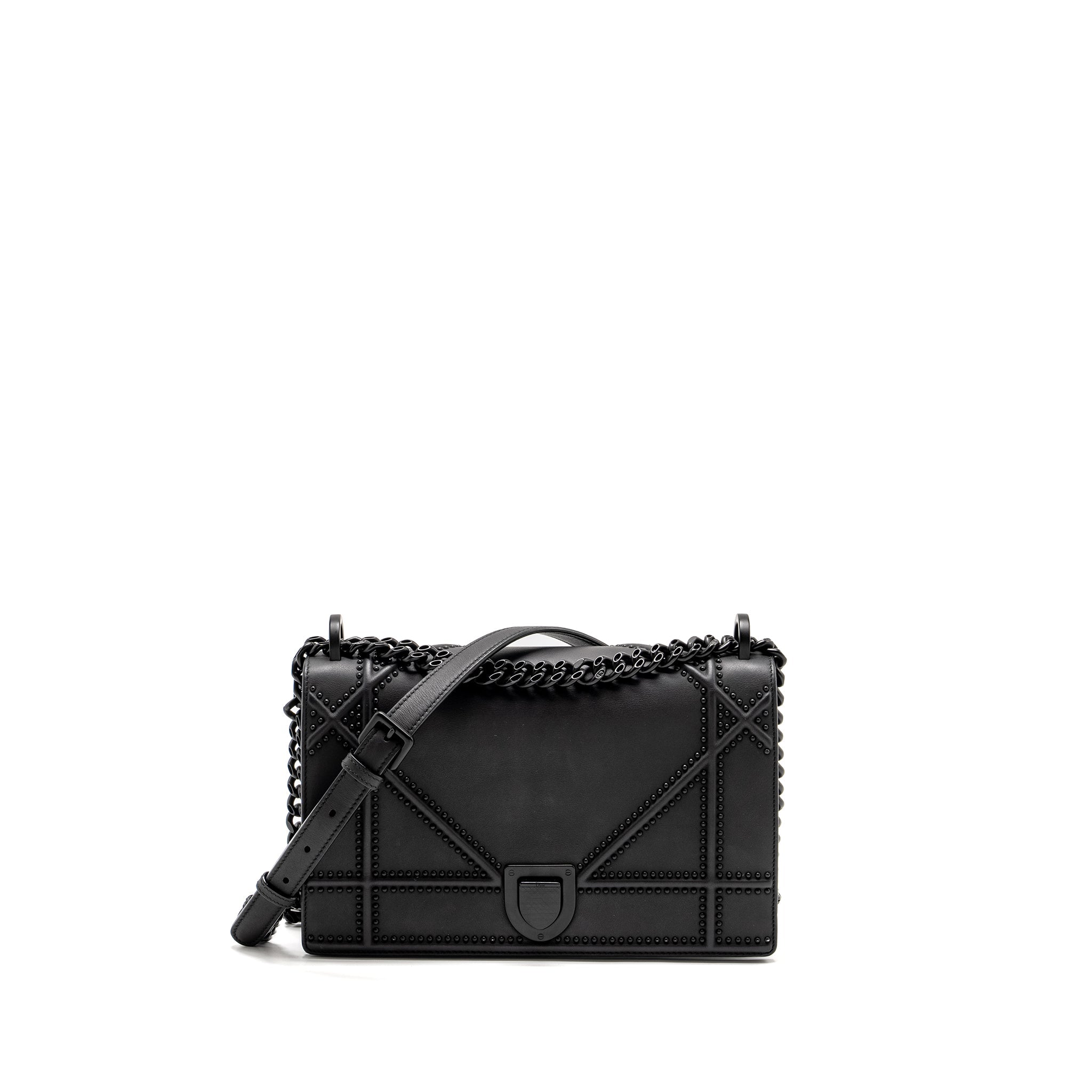DIOR MEDIUM STUDDED DIORAMA CALFSKIN SO BLACK