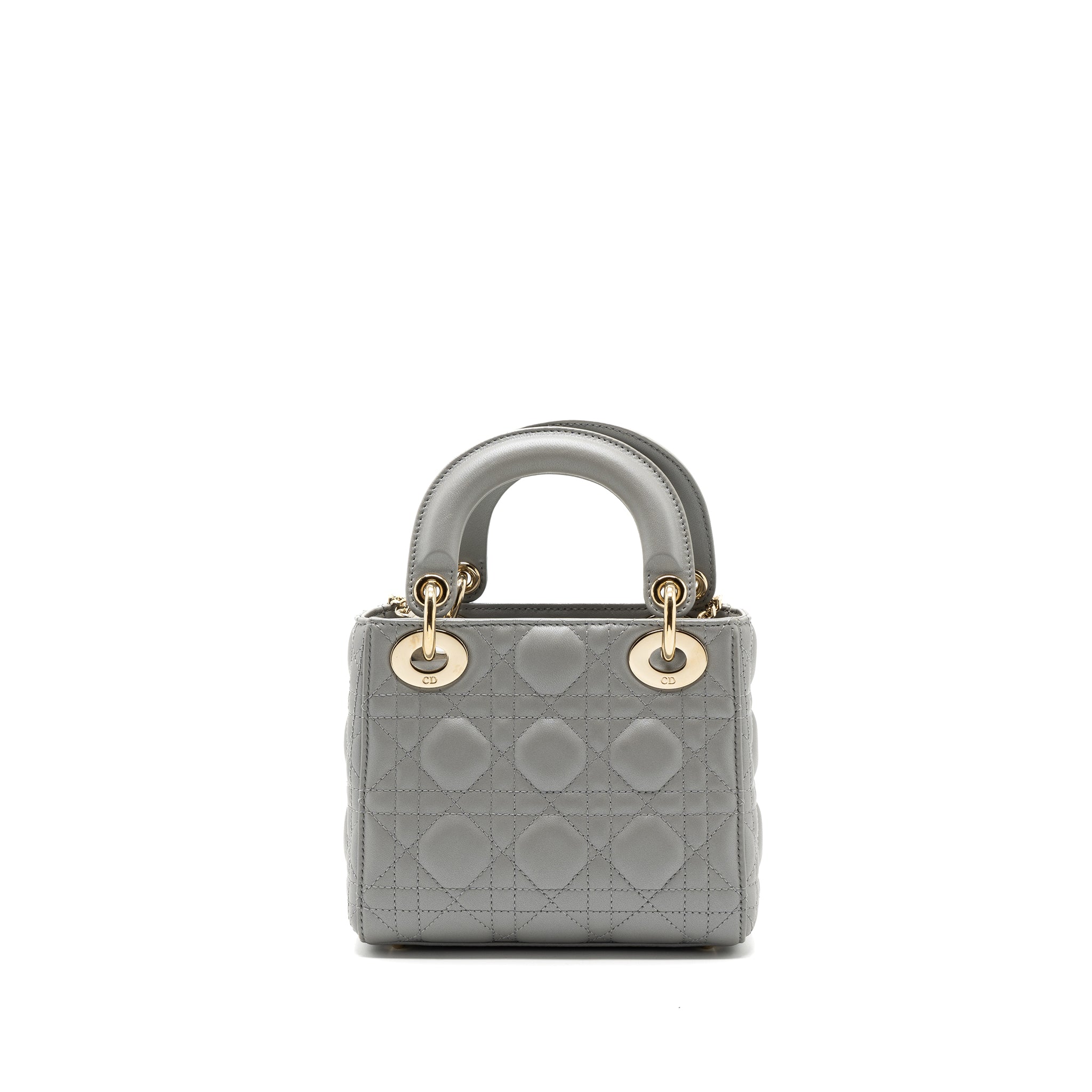DIOR MINI LADY DIOR LAMBSKIN GREY LGHW