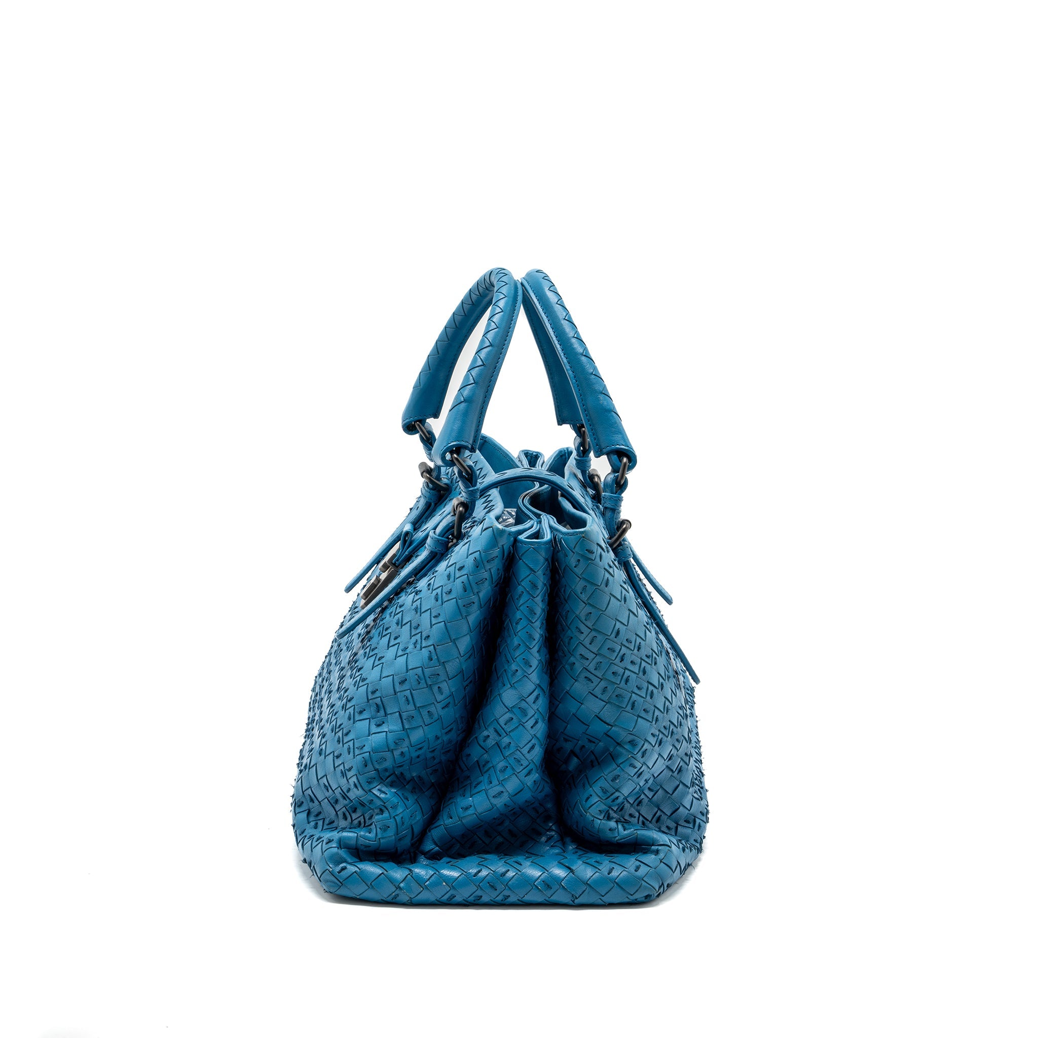 BOTTEGA VENETA LARGE TOTE BAG NAPPA BLUE RUTHENIUM HARDWARE