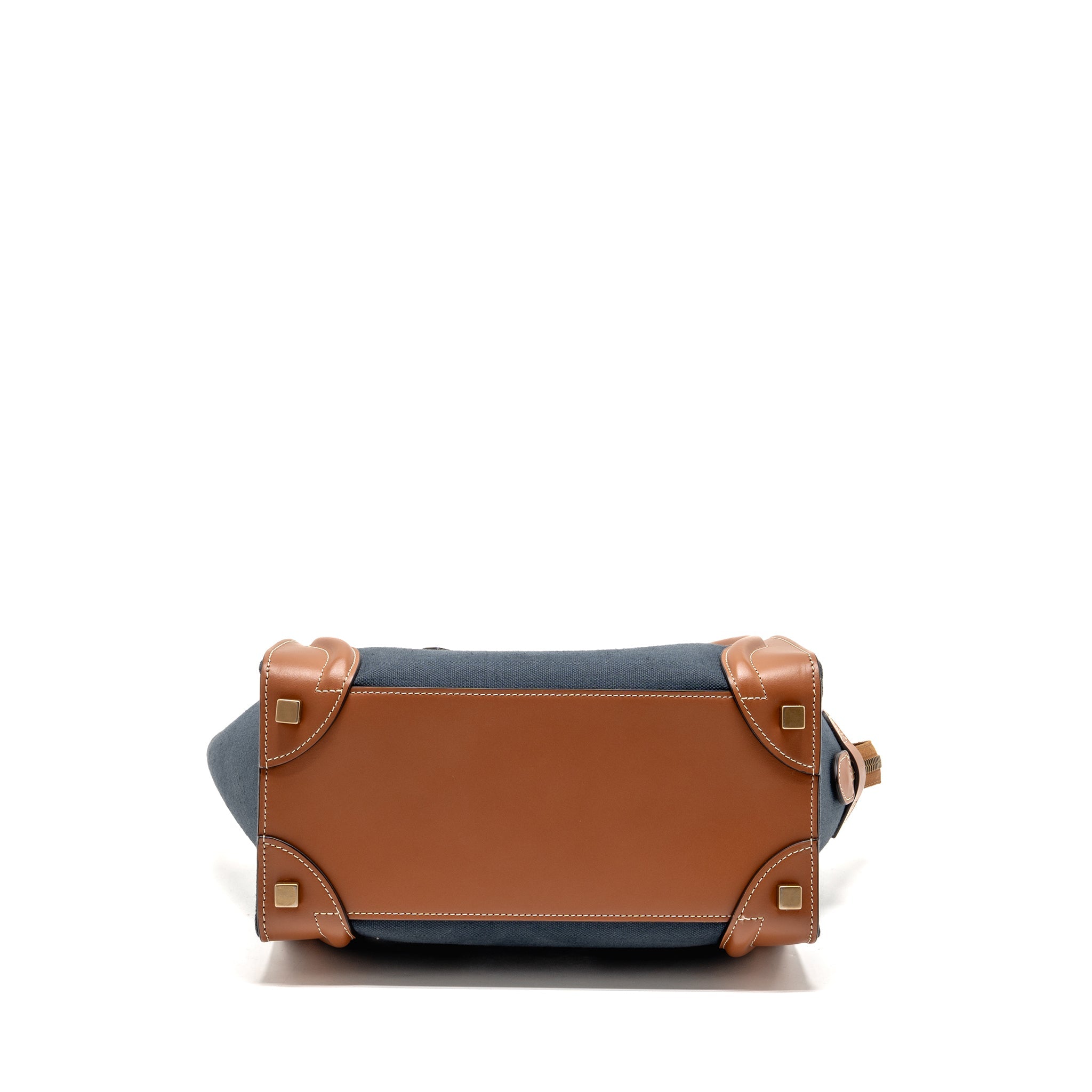 CELINE MICRO LUGGAGE BAG CALFSKIN/DENIM NAVY/TAN GHW