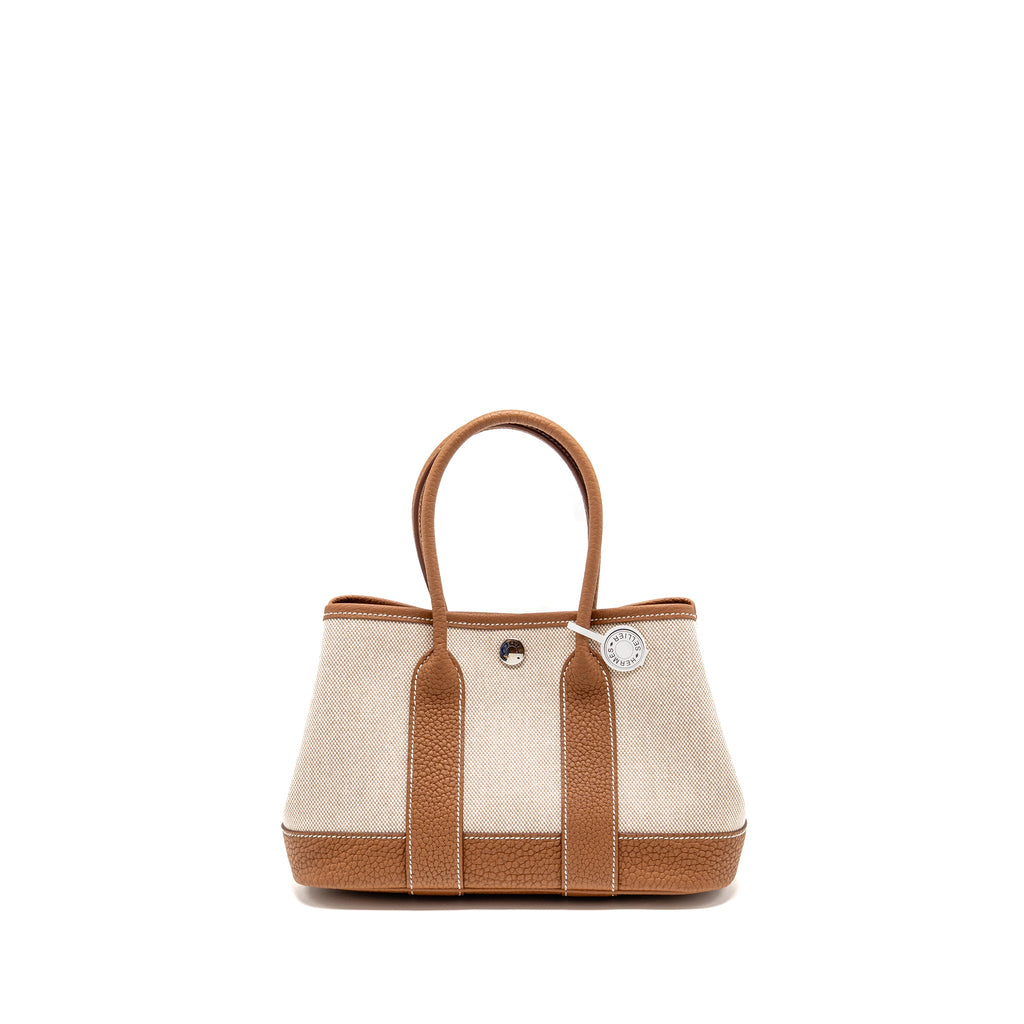 HERMES NEO GARDEN PARTY 23 CANVAS/NEGONDA ECRU-BEIGE/GOLD SHW