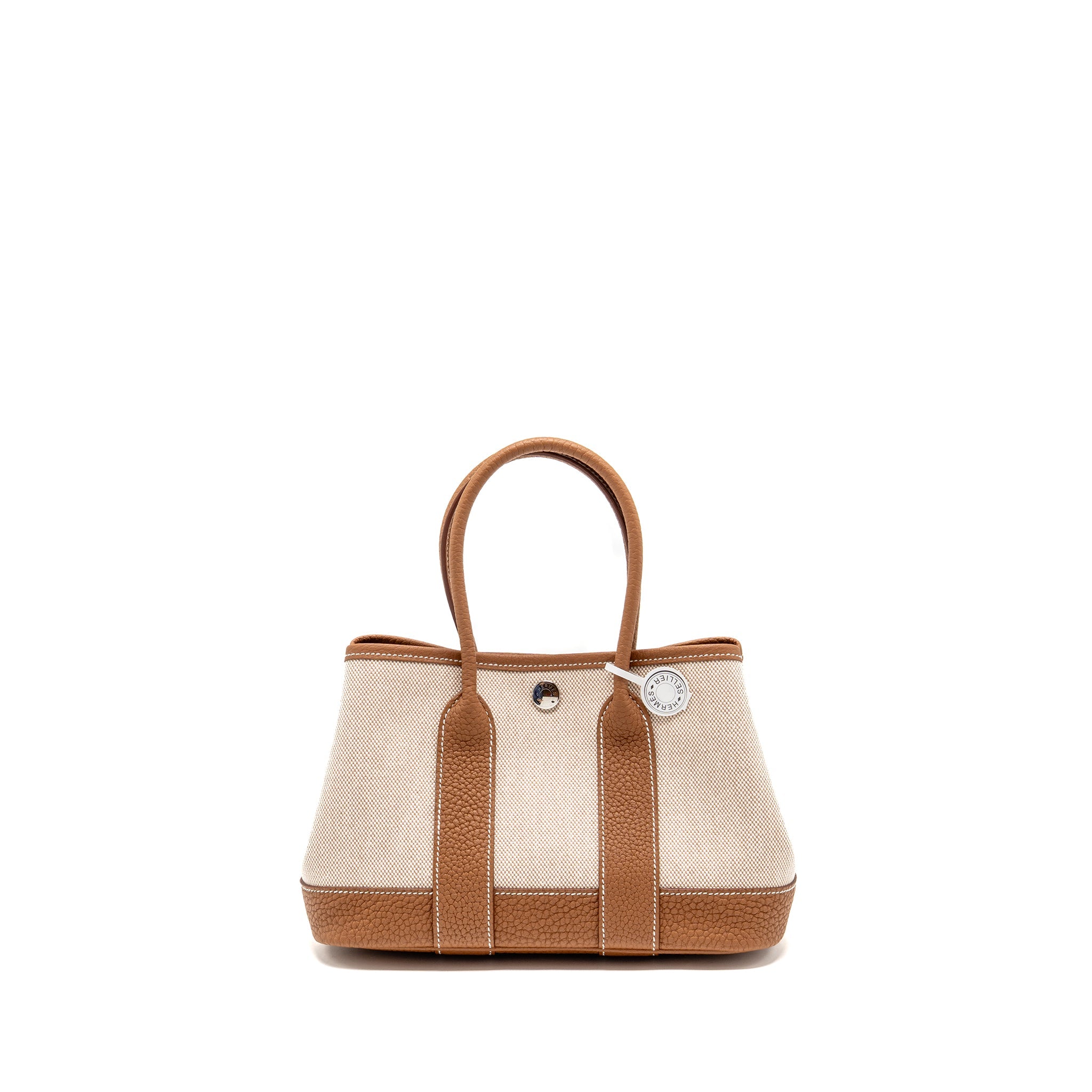 HERMES NEO GARDEN PARTY 23 CANVAS/NEGONDA ECRU-BEIGE/GOLD SHW