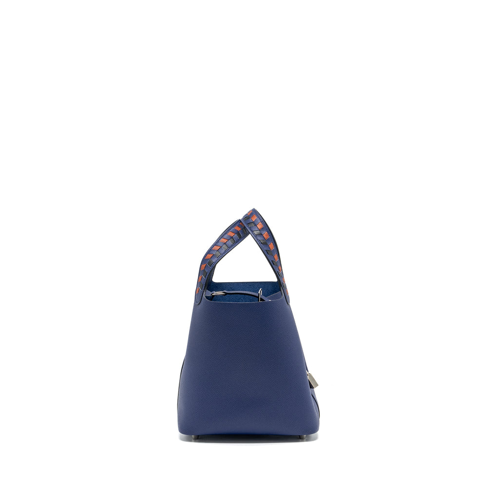 HERMES PICOTIN 18 LOCK BAG EPSOM BLUE ENCRE/ BRIQUE / BLACK SHW