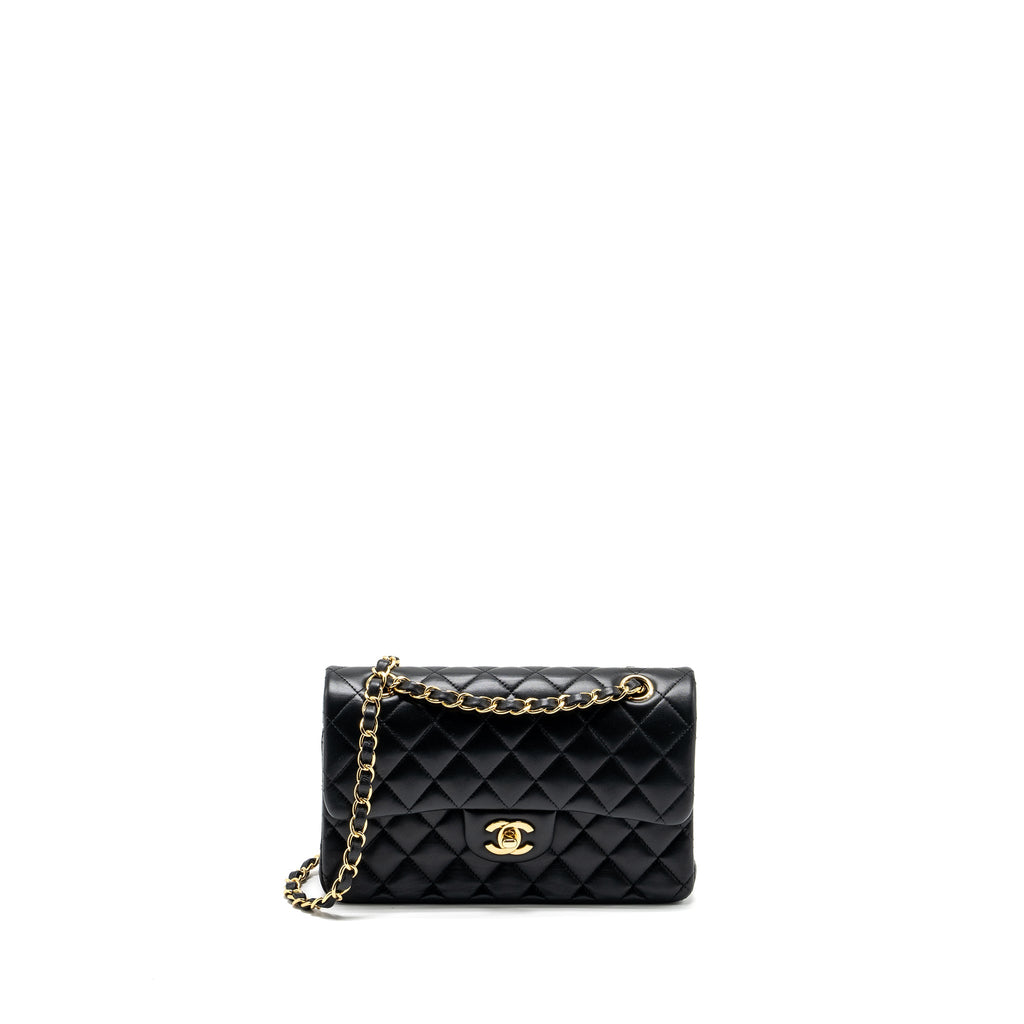 CHANEL SMALL CLASSIC DOUBLE FLAP BAG LAMBSKIN BLACK GHW