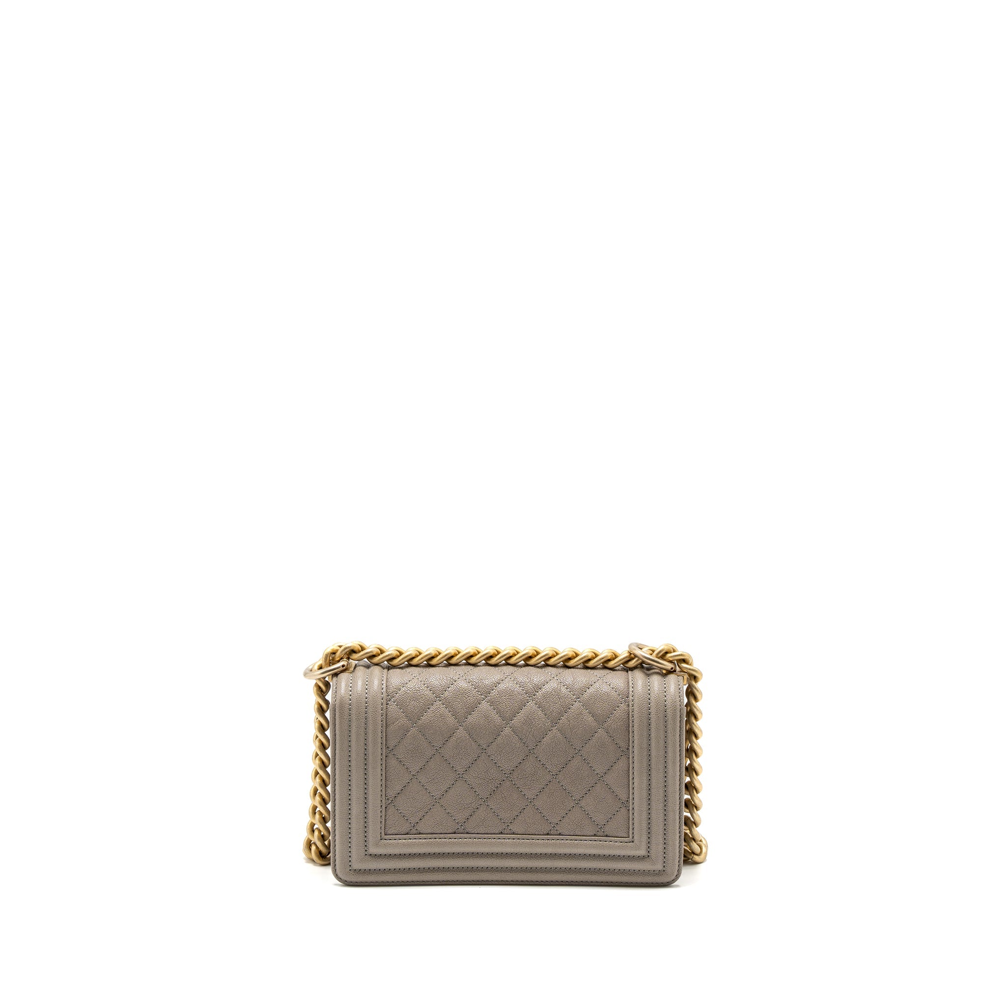 CHANEL SMALL BOY BAG CAVIAR LIGHT GREY GHW