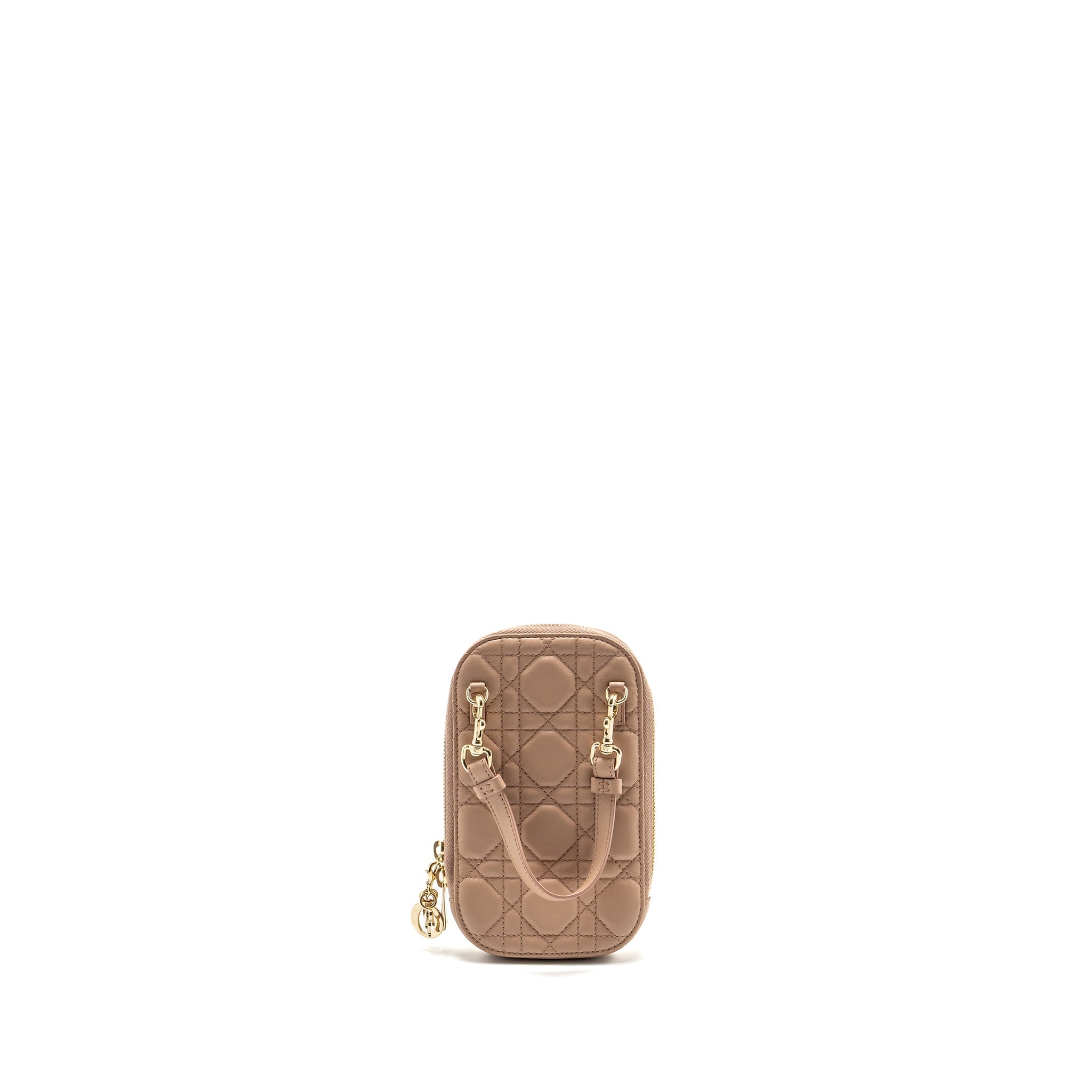 DIOR LADY DIOR CALL'IN DIOR PHONE HOLDER LAMBSKIN DUSTY PINK LGHW
