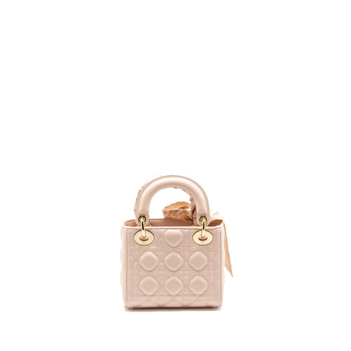 DIOR MINI LADY DIOR LAMBSKIN POWDER PINK LGHW