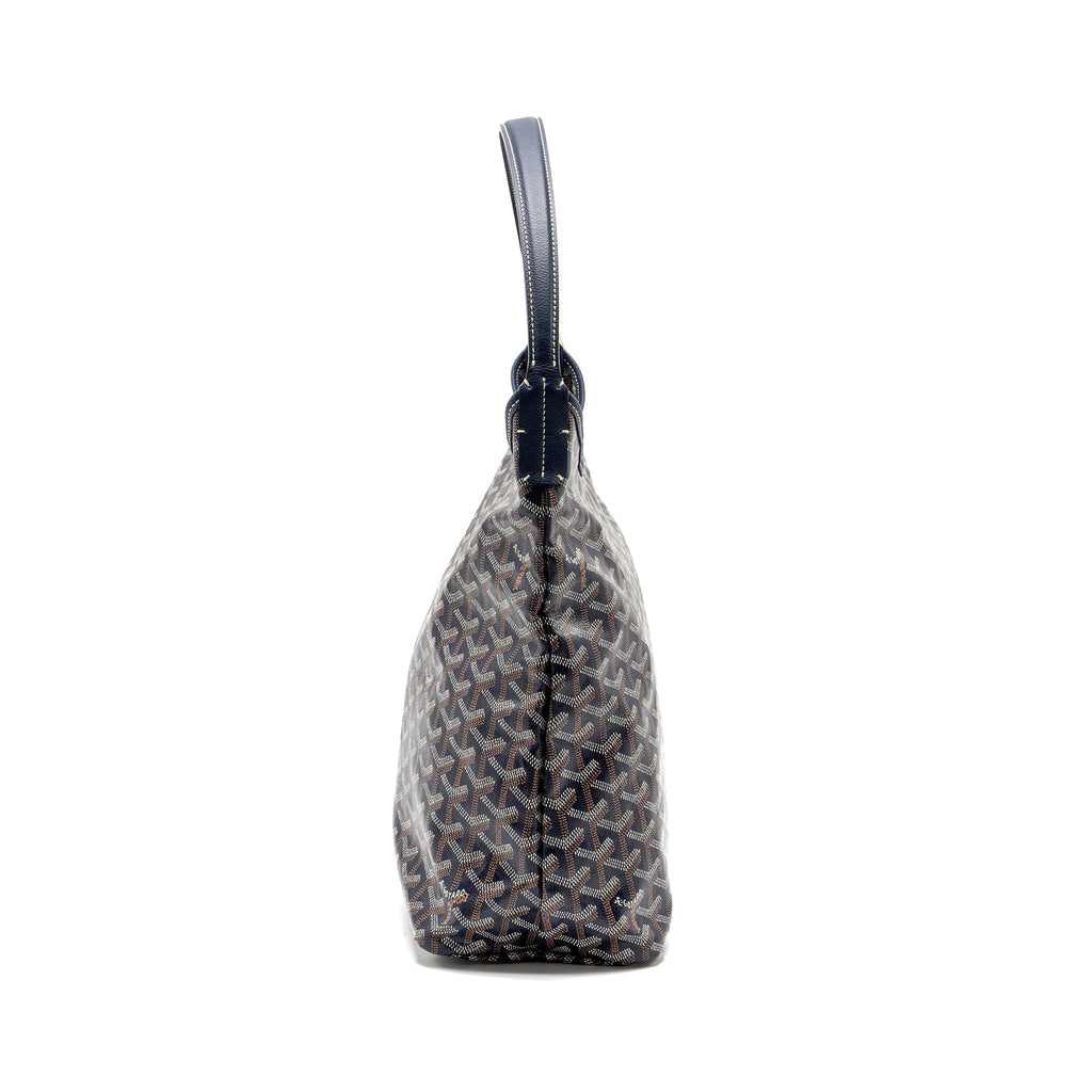 GOYARD BOHEME HOBO BAG GOYARDINE CANVAS/CALFSKIN NAVY SHW