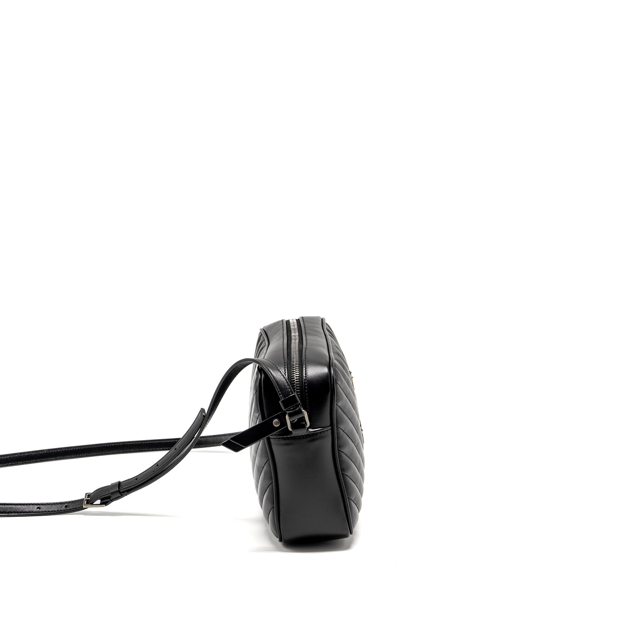 SAINT LAURENT LOU CAMERA BAG CALFSKIN BLACK RUTHENIUM SHW