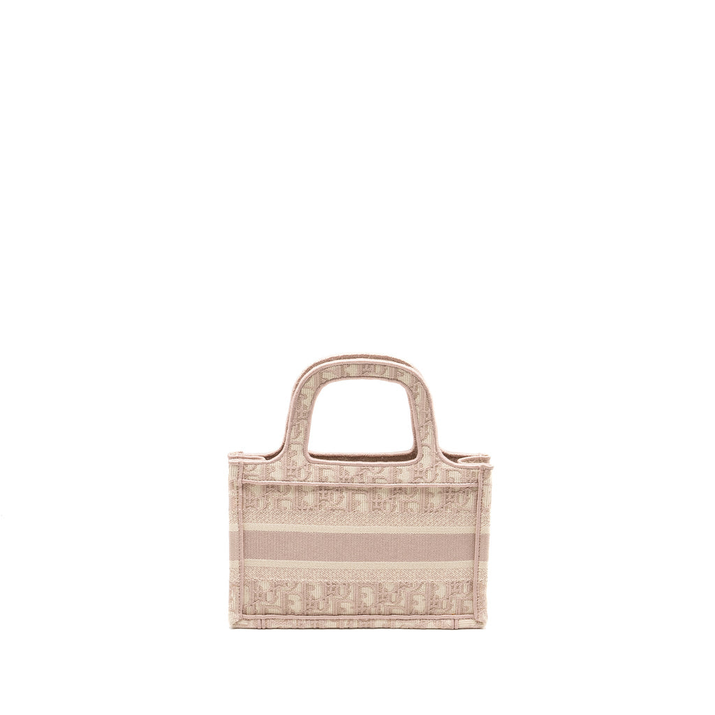 DIOR MINI BOOK TOTE OBLIQUE EMBROIDERY PINK