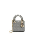 DIOR MINI LADY DIOR LAMBSKIN GREY LGHW