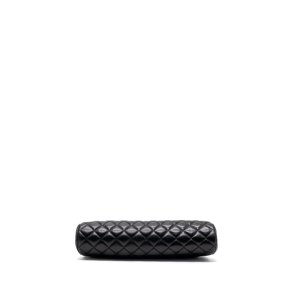 CHANEL TIMELESS KISS LOCK CLUTCH EVENING BAG LAMBSKIN BLACK SHW