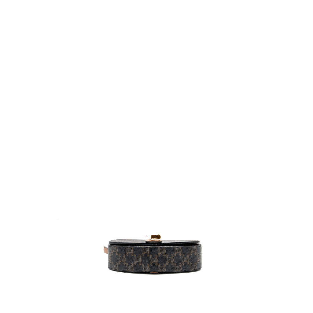 CELINE CLUTCH ON STRAP TABOU IN TRIOMPHE CANVAS / CALFSKIN TAN GHW
