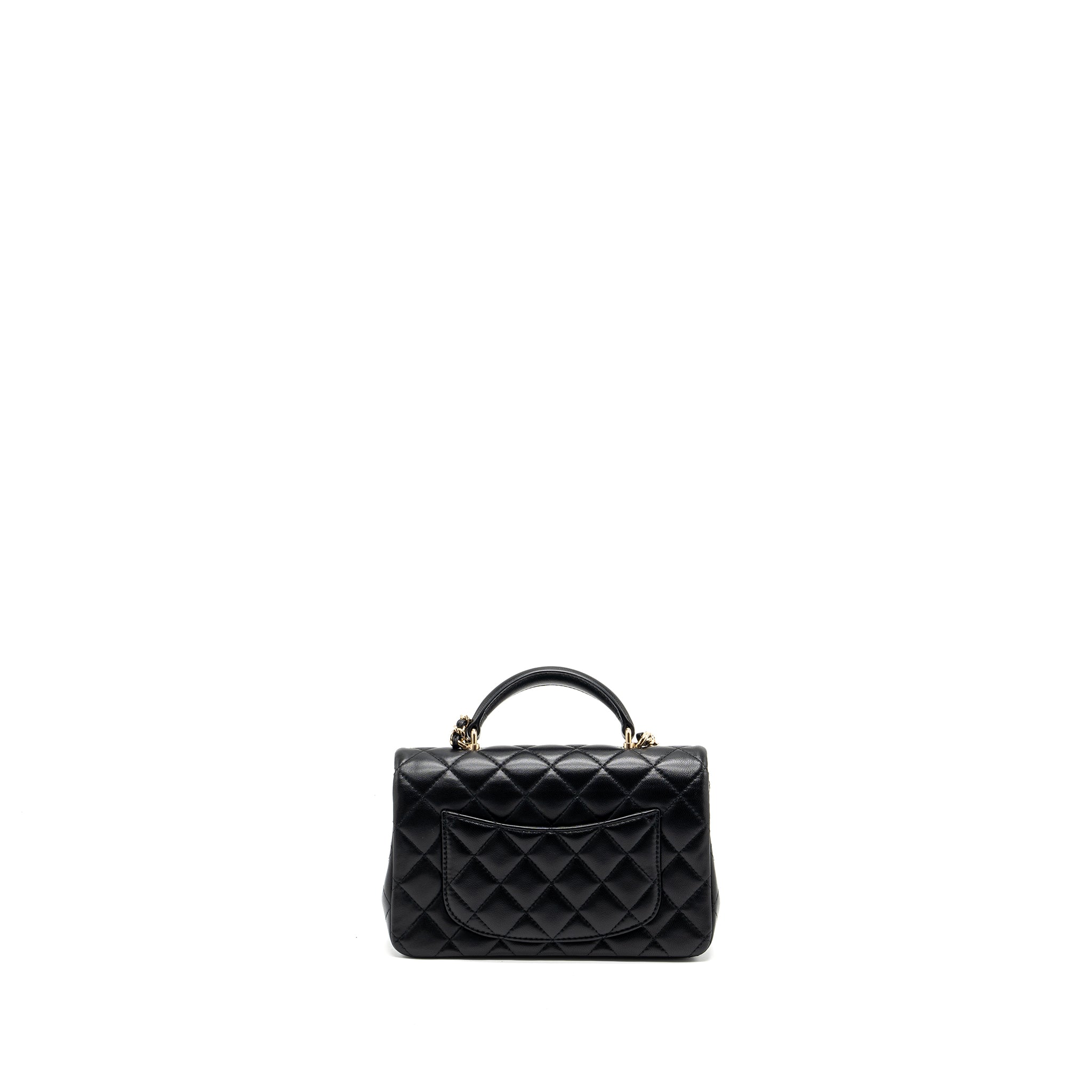 CHANEL TOP HANDLE MINI RECTANGULAR LAMBSKIN BLACK LGHW(MICROCHIP)