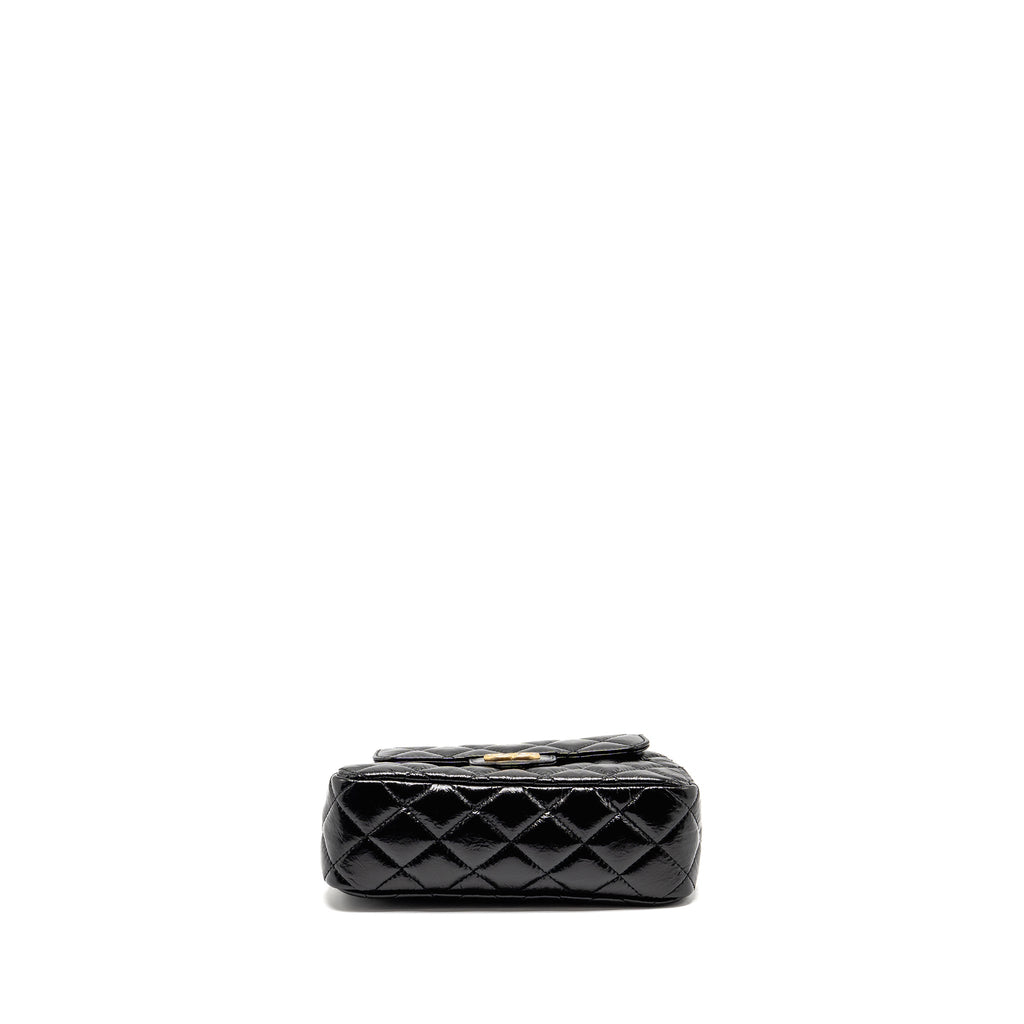 CHANEL 23C SMALL HOBO BAG SHINY CALFSKIN BLACK BRUSHED GHW (MICROCHIP)