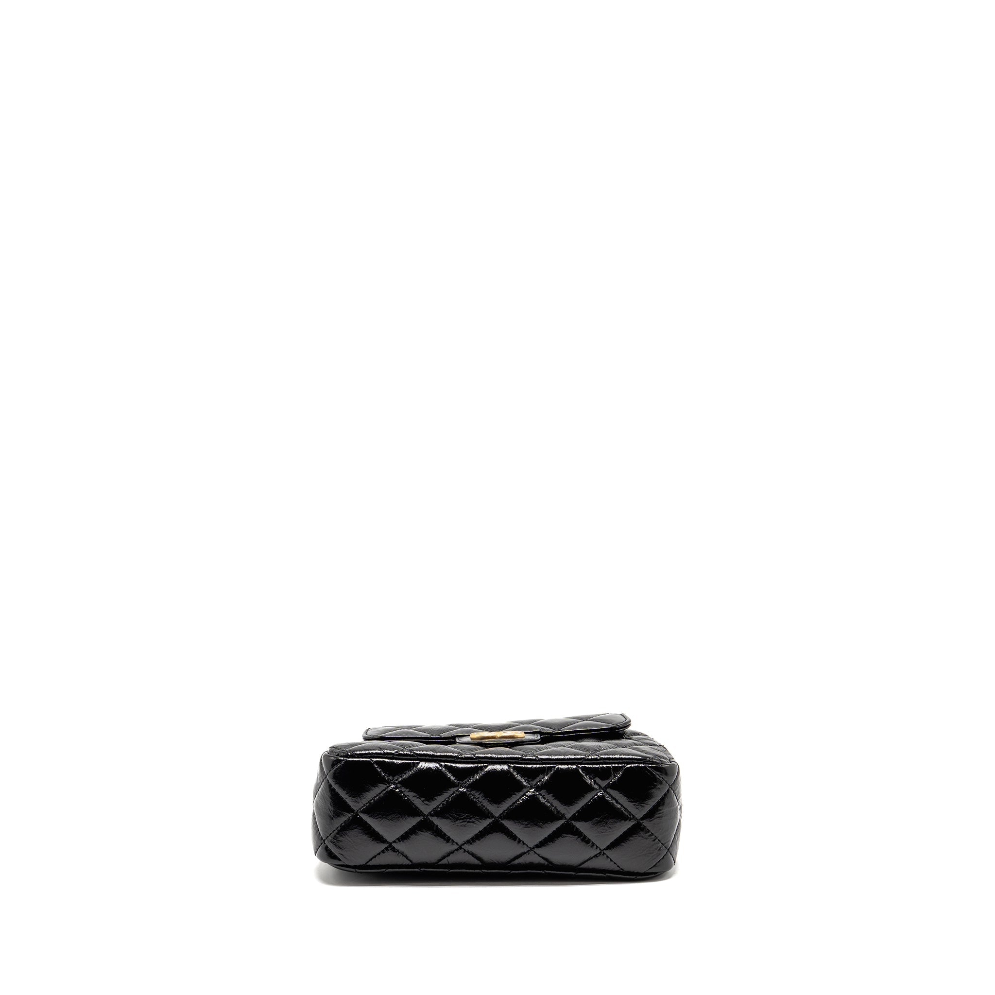 CHANEL 23C SMALL HOBO BAG SHINY CALFSKIN BLACK BRUSHED GHW (MICROCHIP)
