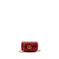 GUCCI MARMONT SUPER MINI MATELASSÉ CHEVRON CALFSKIN RED GHW