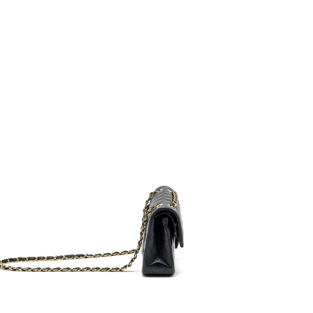 CHANEL SMALL CLASSIC DOUBLE FLAP BAG LAMBSKIN BLACK GHW