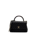 CHANEL MEDIUM COCO HANDLE LIZARD EMBOSSED HANDLE CAVIAR BLACK LGHW (MICROCHIP)