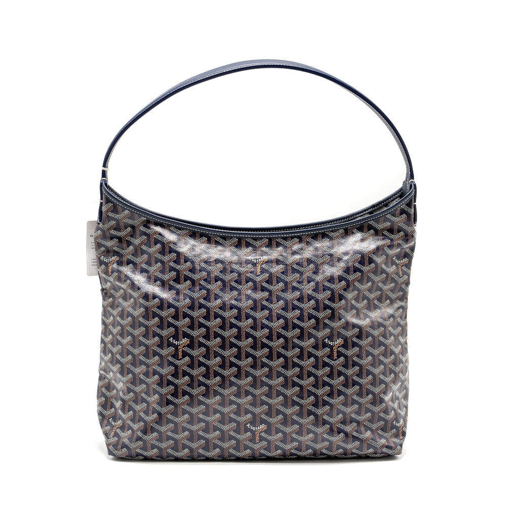 GOYARD BOHEME HOBO BAG GOYARDINE CANVAS/CALFSKIN NAVY SHW