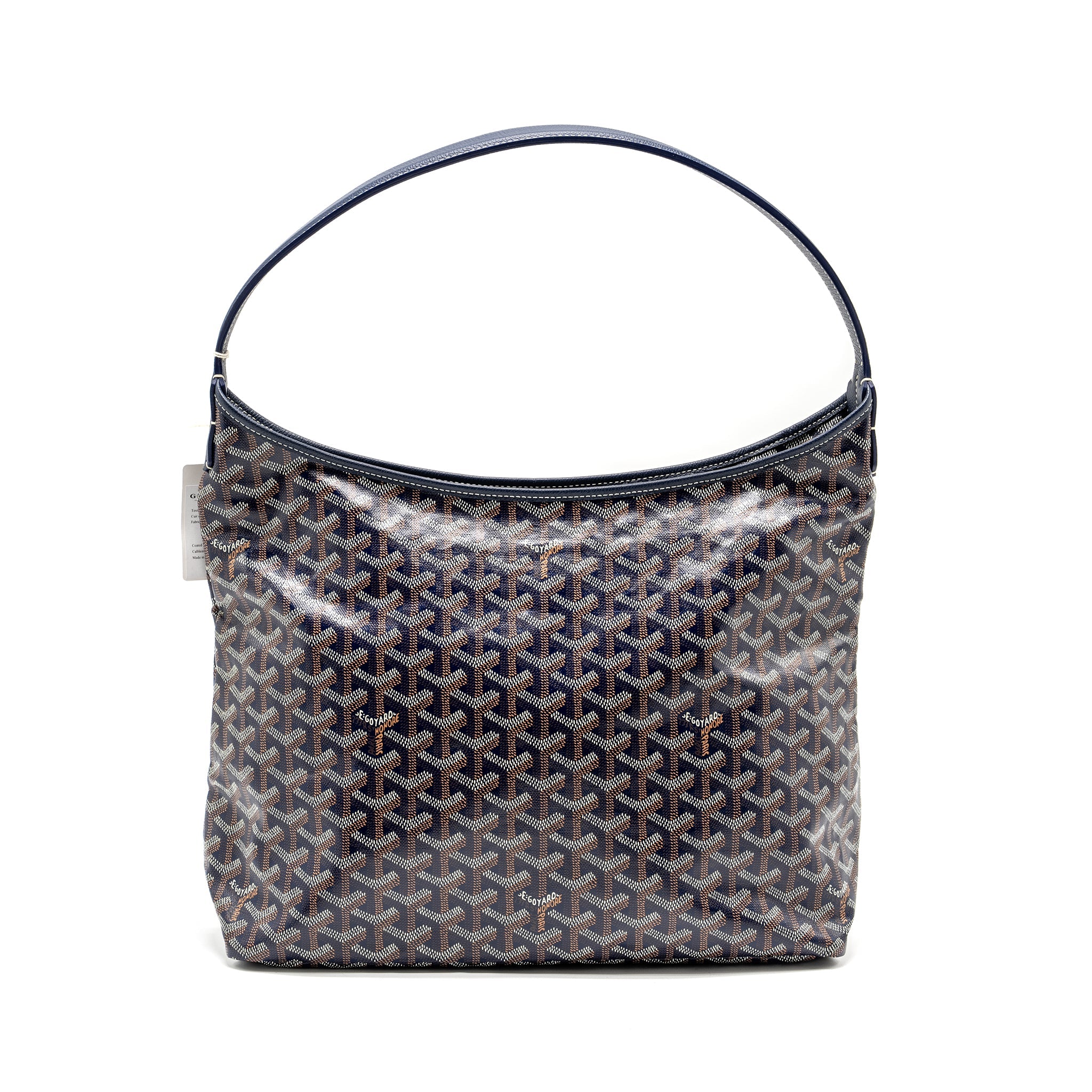 GOYARD BOHEME HOBO BAG GOYARDINE CANVAS/CALFSKIN NAVY SHW