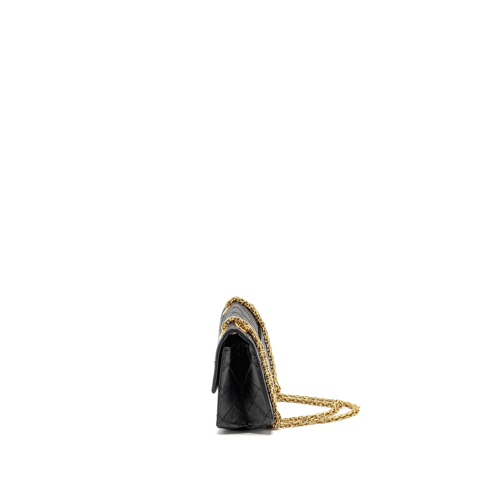 CHANEL MINI 2.55 REISSUE AGED CALFSKIN BLACK GHW