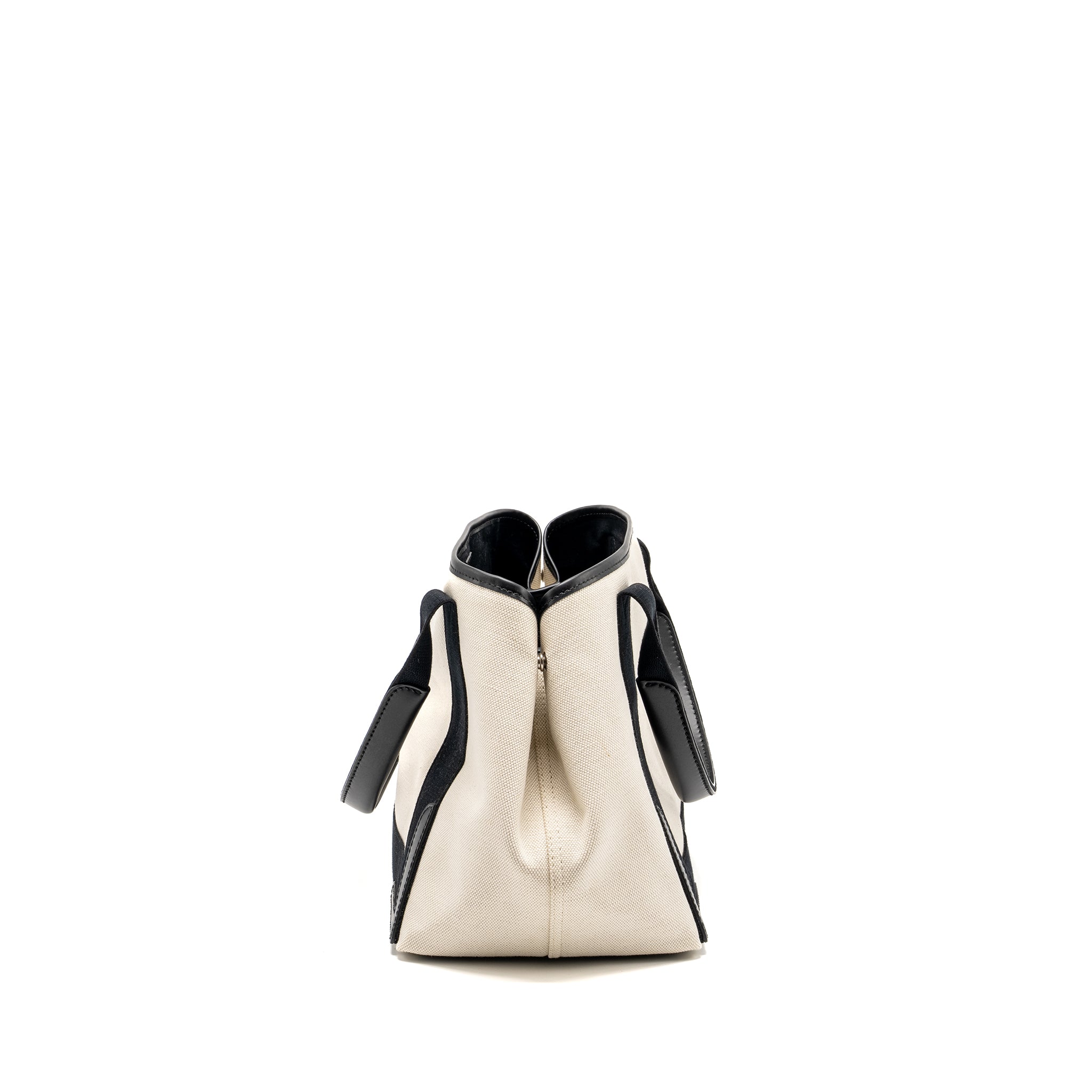 BALENCIAGA CABAS TOTE BAG CANVAS/CALFSKIN NATURAL/BLACK SHW