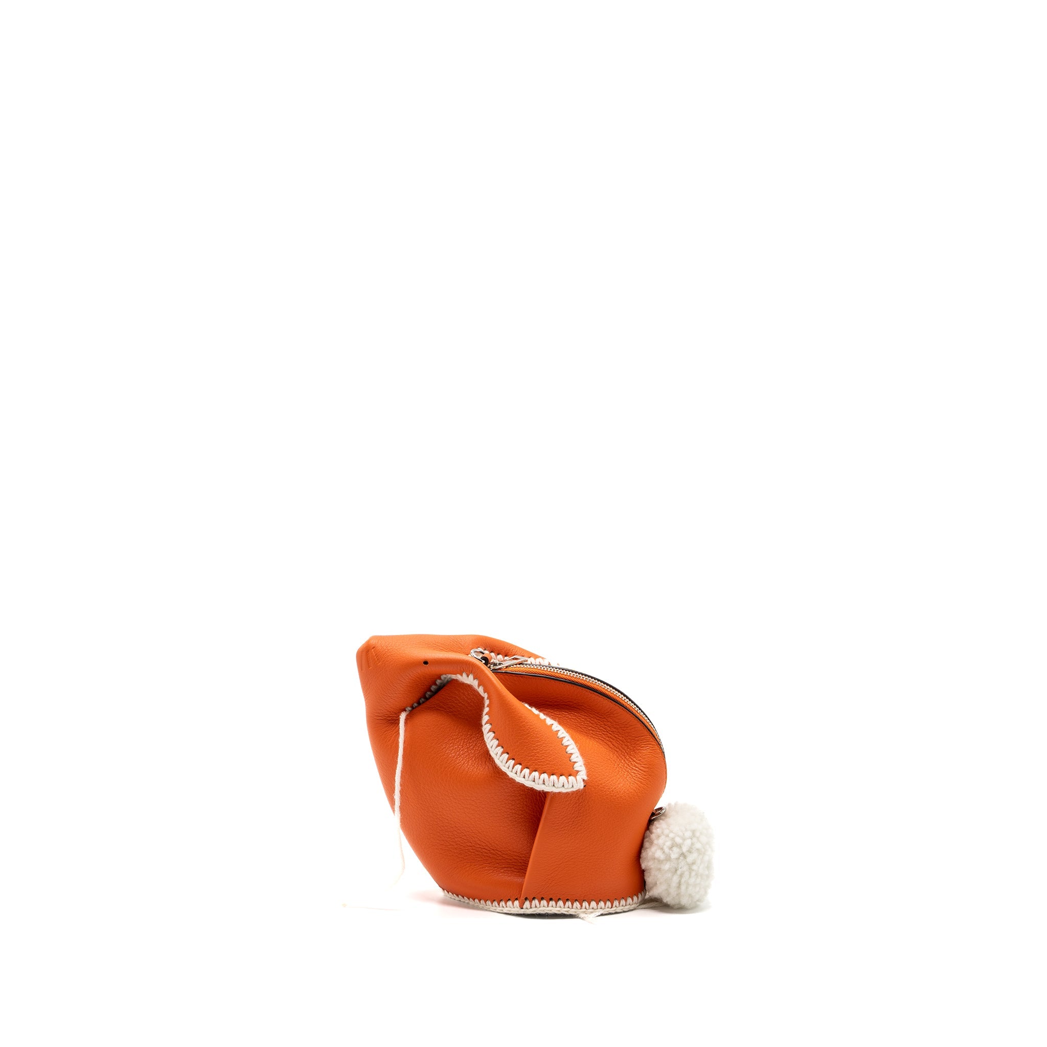 LOEWE MINI BUNNY CROSSBODY BAG CALFSKIN ORANGE / WHITE SHW