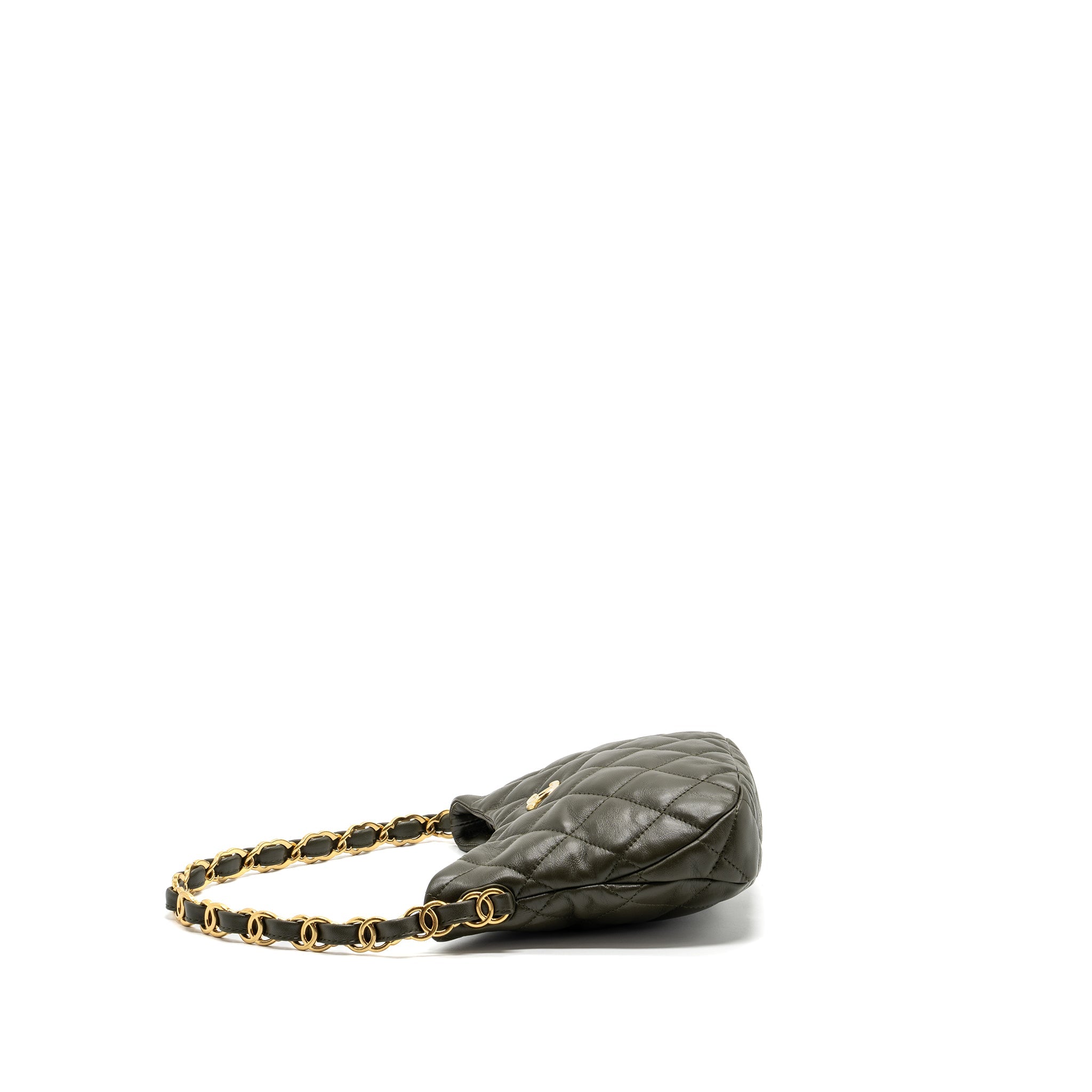 CHANEL 22K HOBO BAG LAMBSKIN GREEN GHW (MICROCHIP)