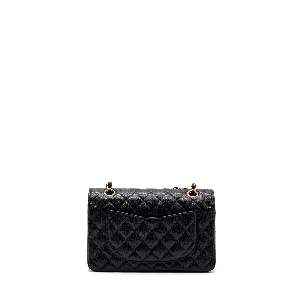 CHANEL SMALL CLASSIC DOUBLE FLAP BAG CAVIAR BLACK GHW