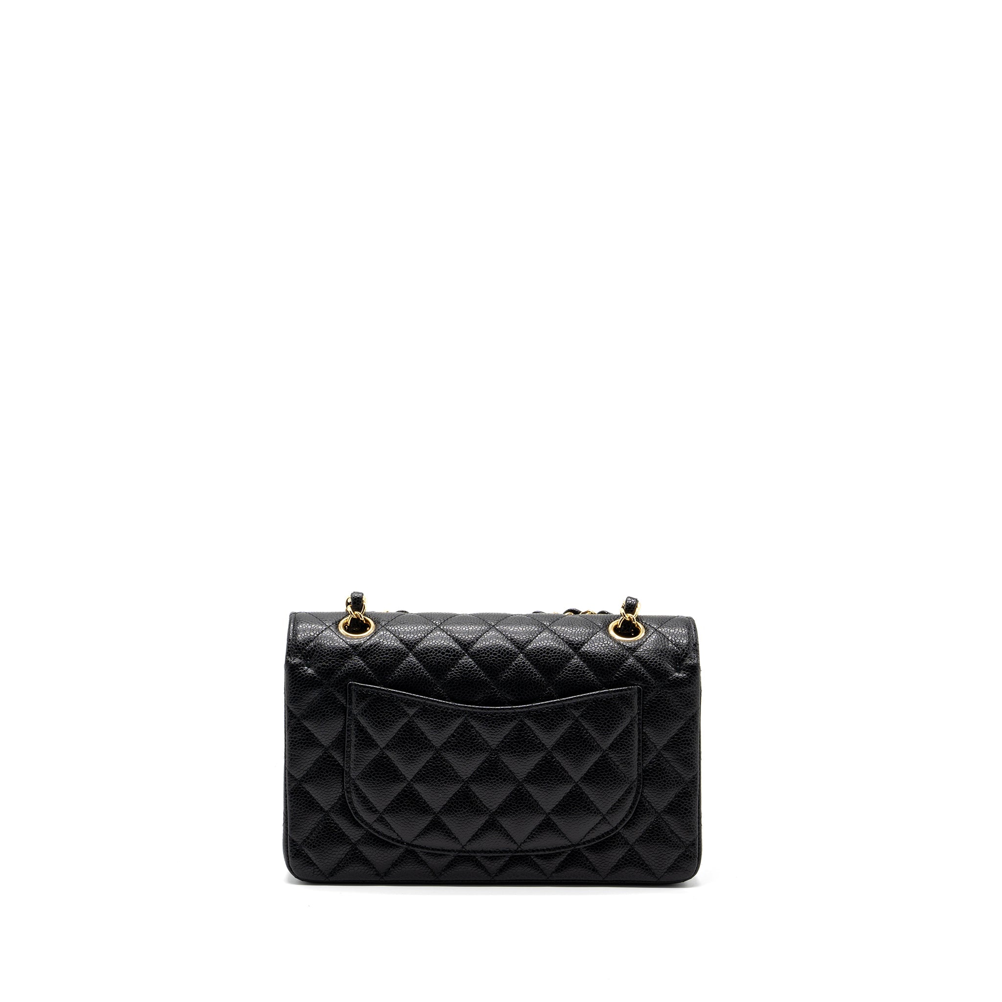 CHANEL SMALL CLASSIC DOUBLE FLAP BAG CAVIAR BLACK GHW