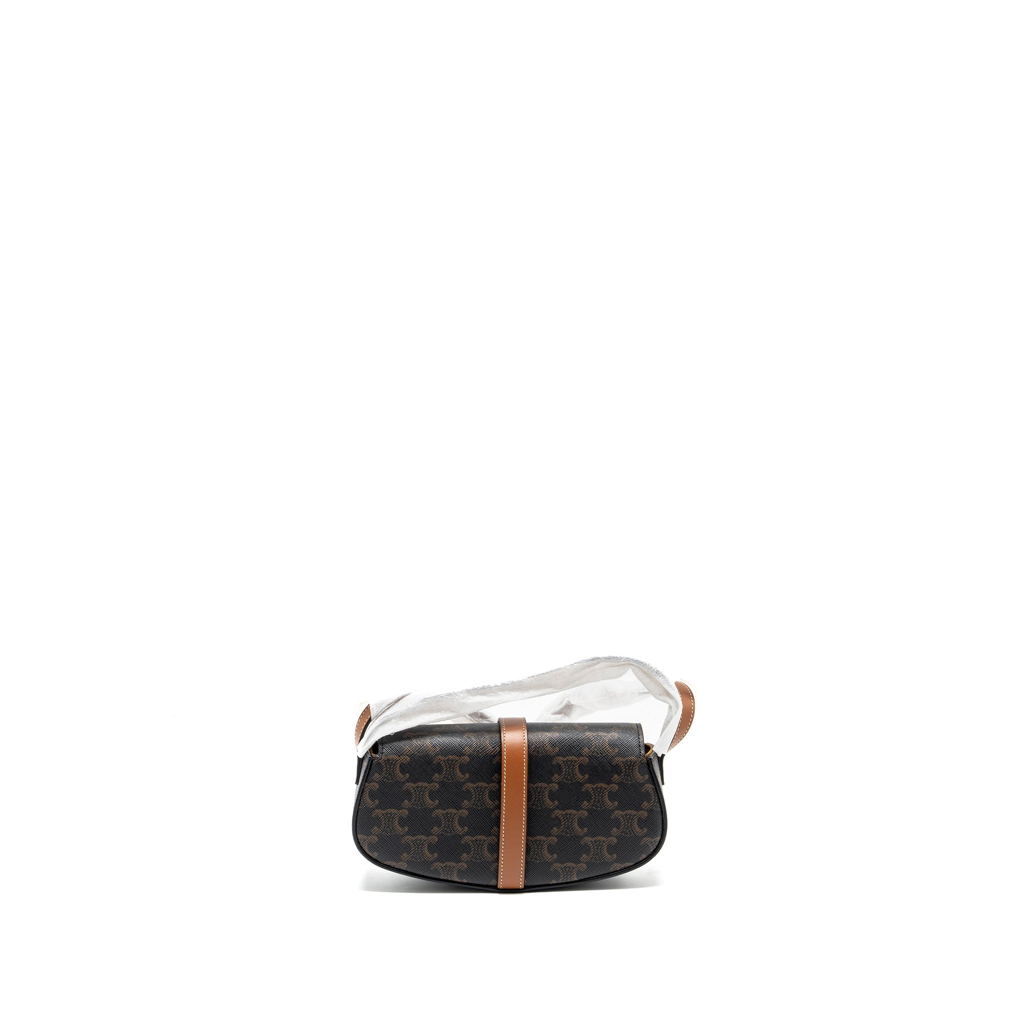CELINE CLUTCH ON STRAP TABOU IN TRIOMPHE CANVAS / CALFSKIN TAN GHW